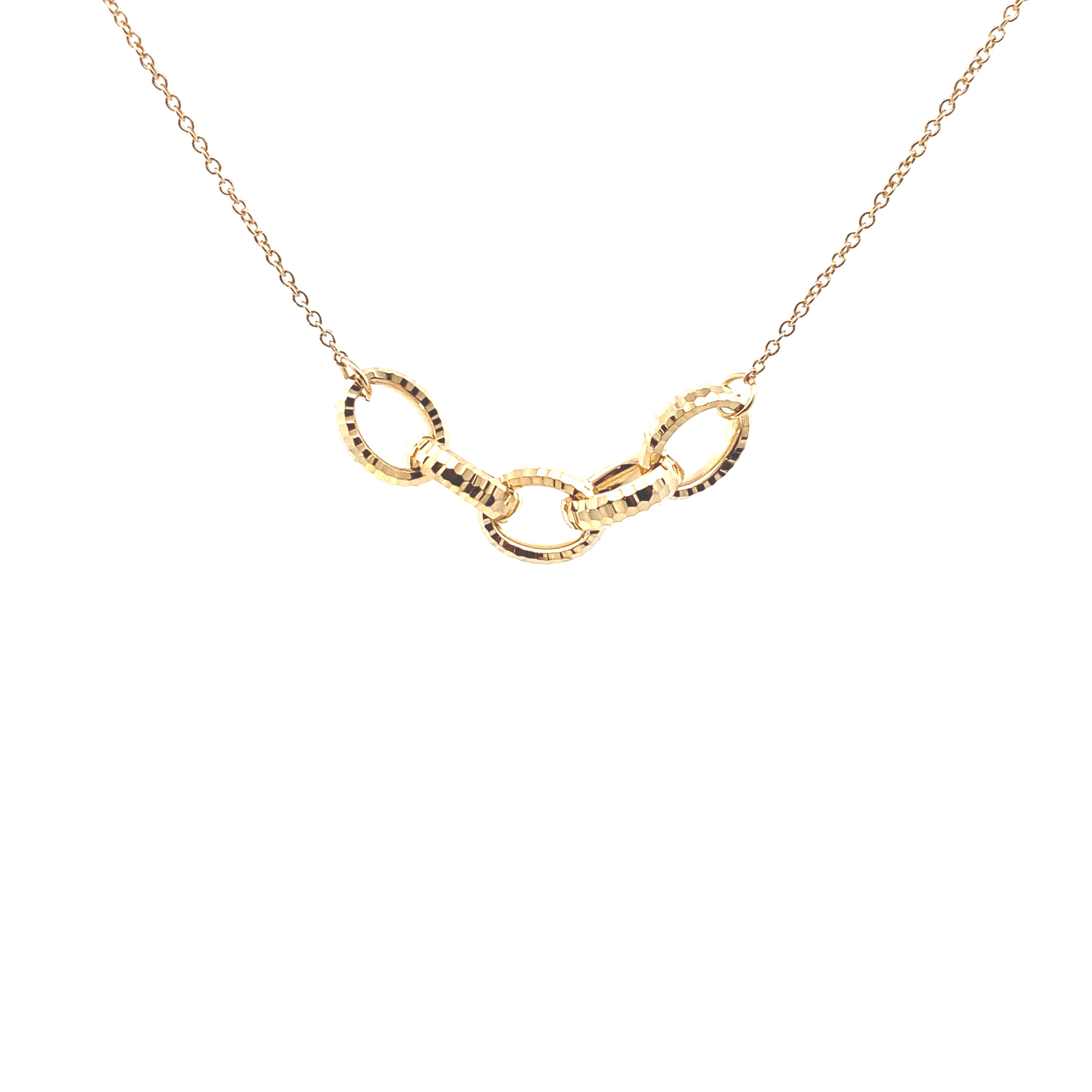 10K Yellow Gold Diamond-Cut Interlocking Oval 18" Necklace