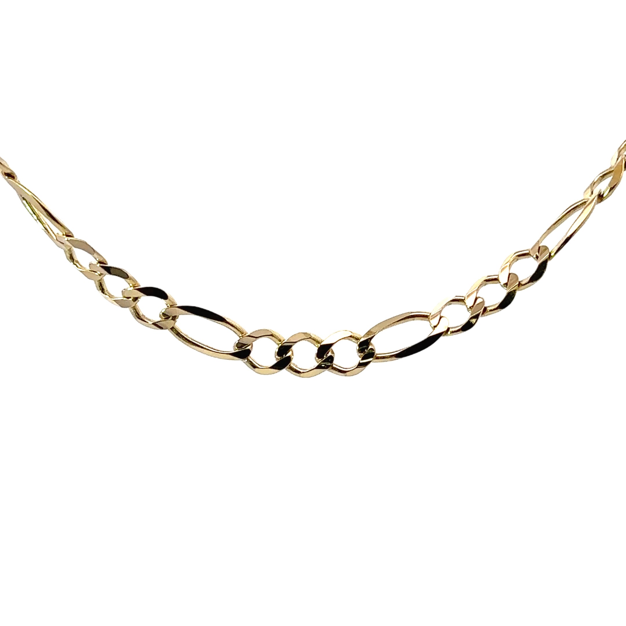 10K Yellow Gold 7.1MM Figaro 22" Chain