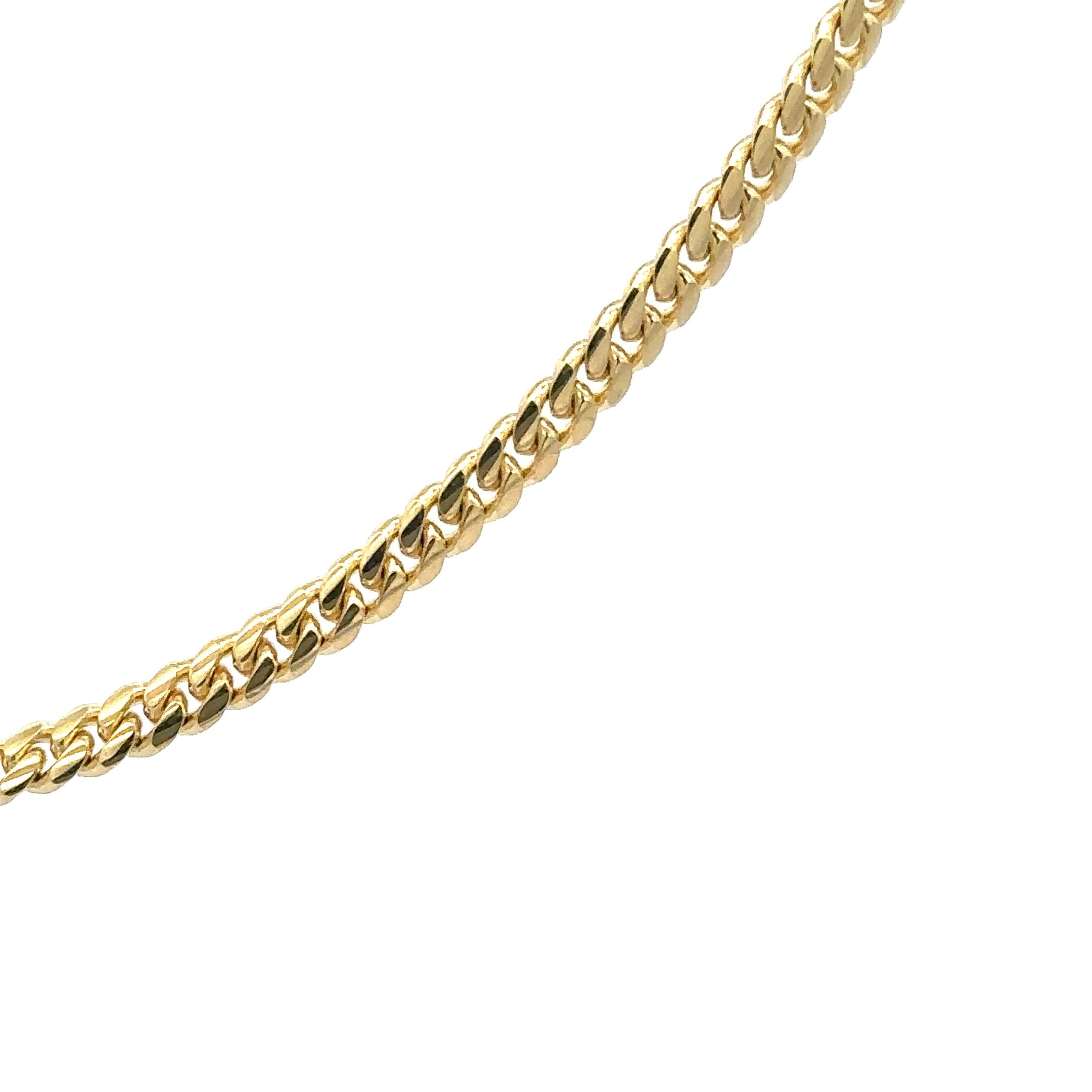 10k Yellow Gold 3.2mm 22" Solid Miami-Cuban Link Chain