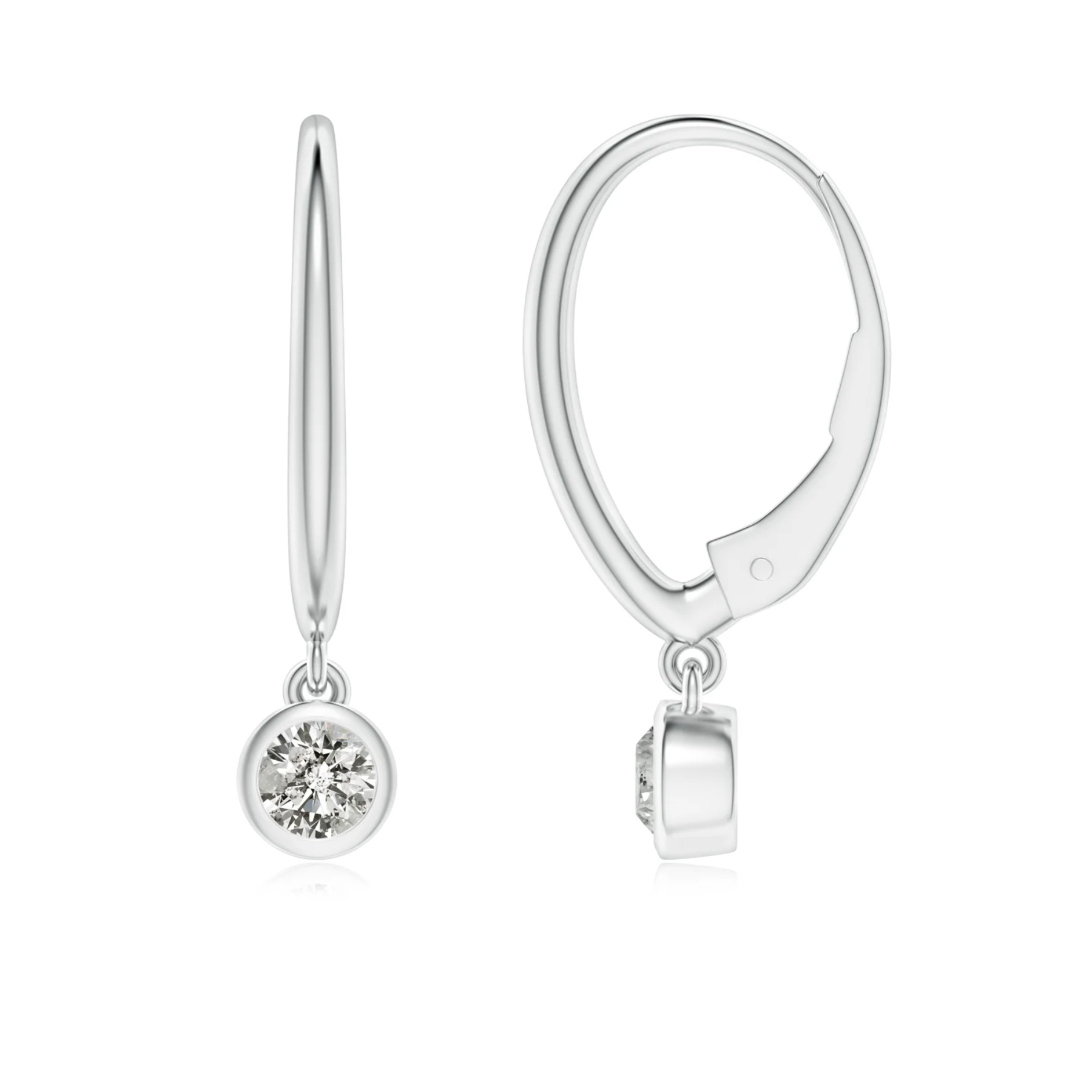 Sterling Silver 0.5CTW. Lab-Grown Diamond Bezel-Set Leverback Dangle Earrings