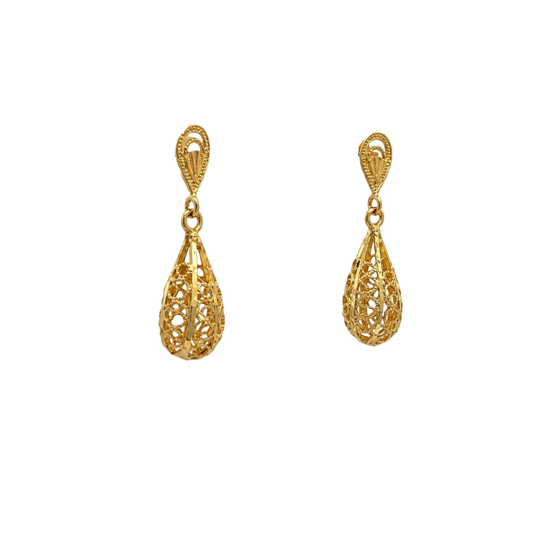 Estate Collection: 14K Yellow Gold Filagree Dangle Earrings