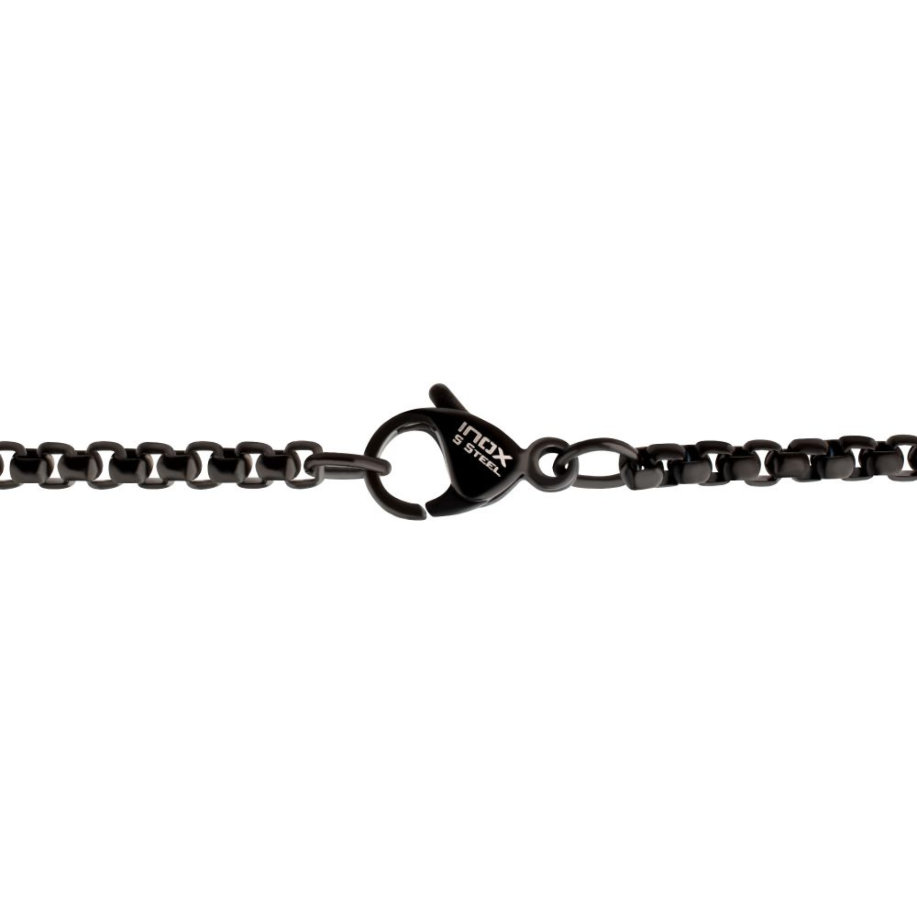 INOX Matte 18Kt Gold IP Steel Italian Horn with Black IP Steel Box Chain