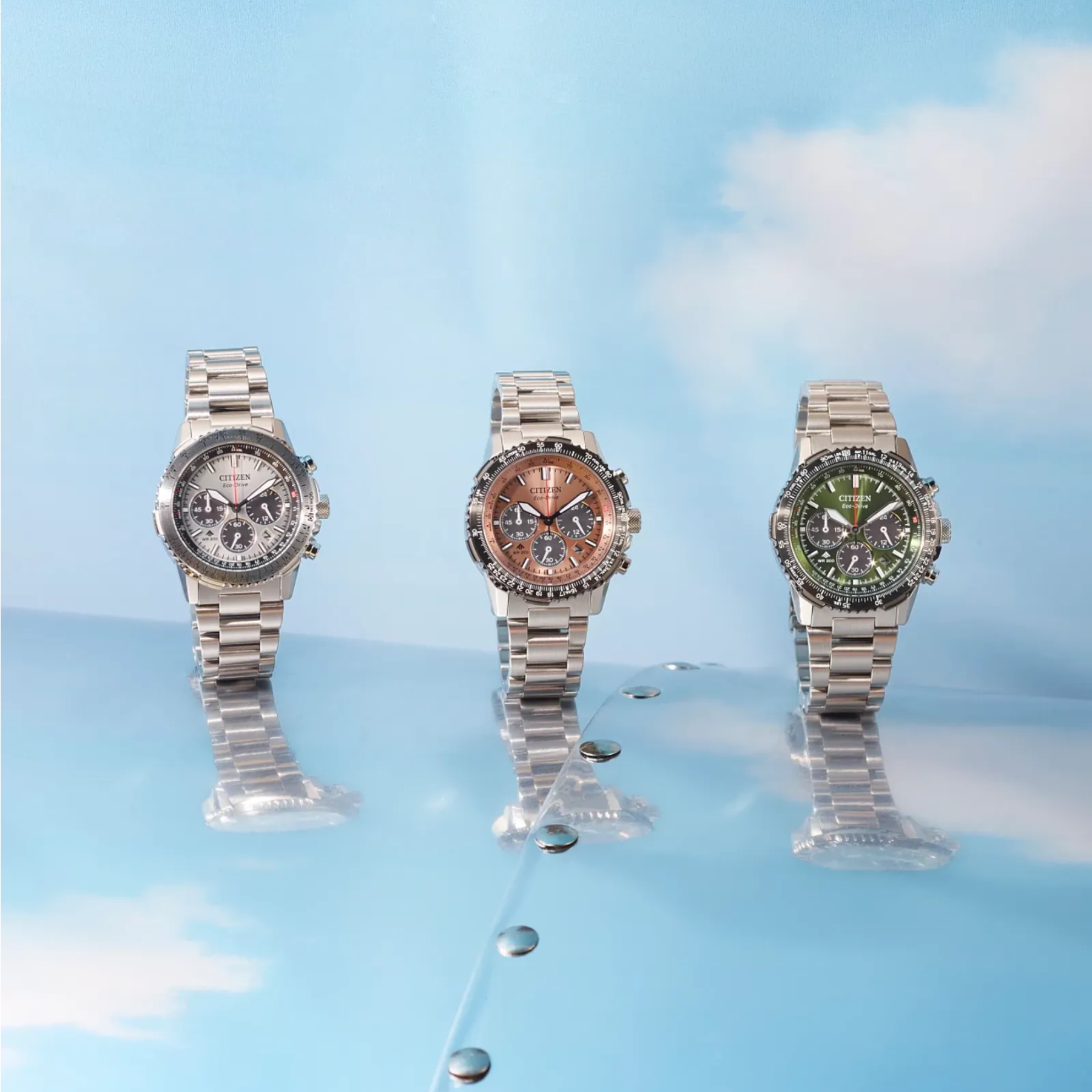 Citizen watches on a sky back drop