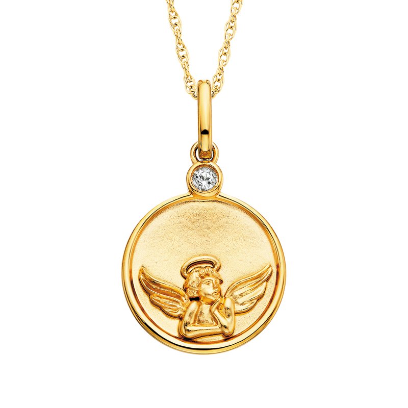 Gold-Plated Guardian Angel Pendant Necklace on white background