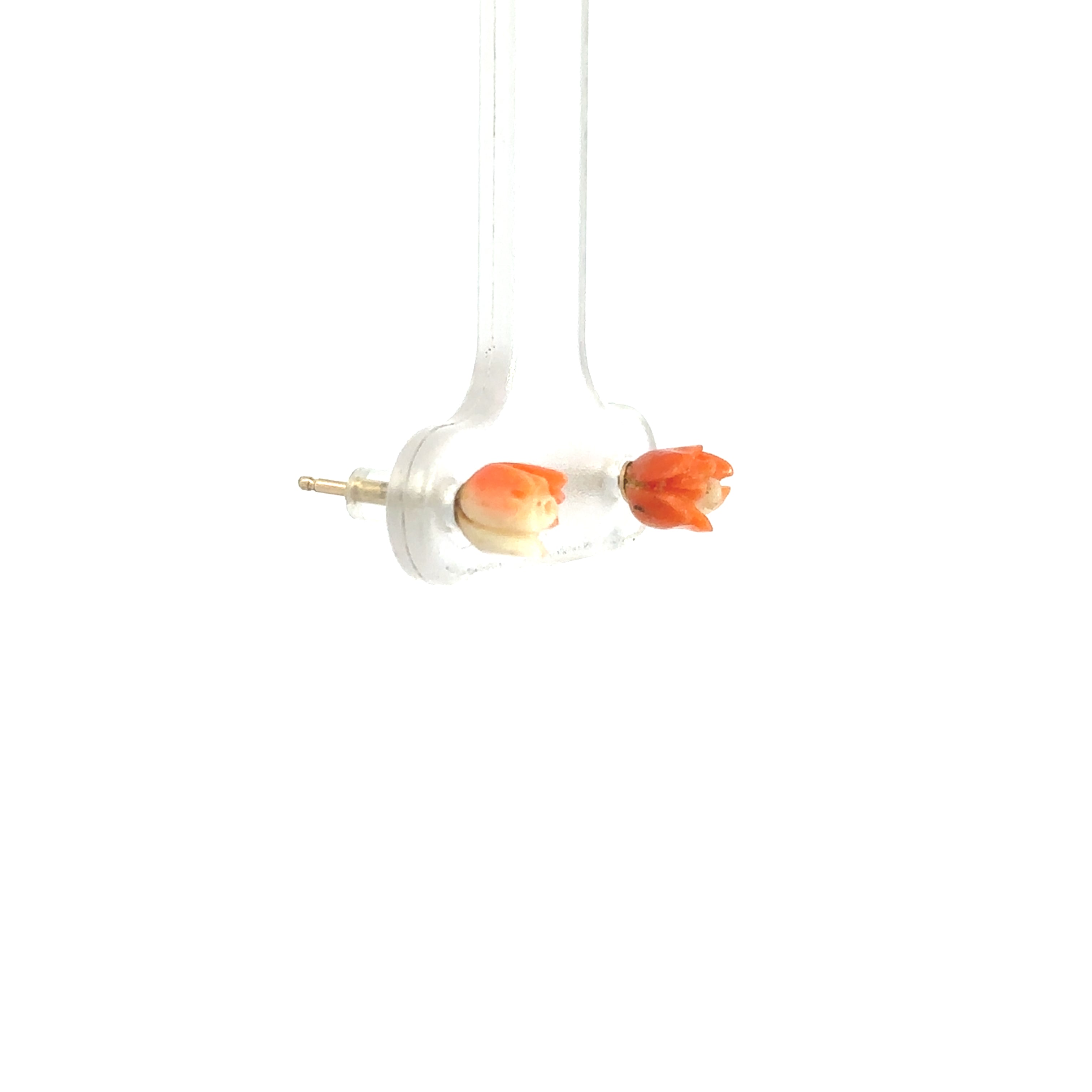 Estate Collection: 14K Yellow Gold Carved Coral Tulip Stud Earrings