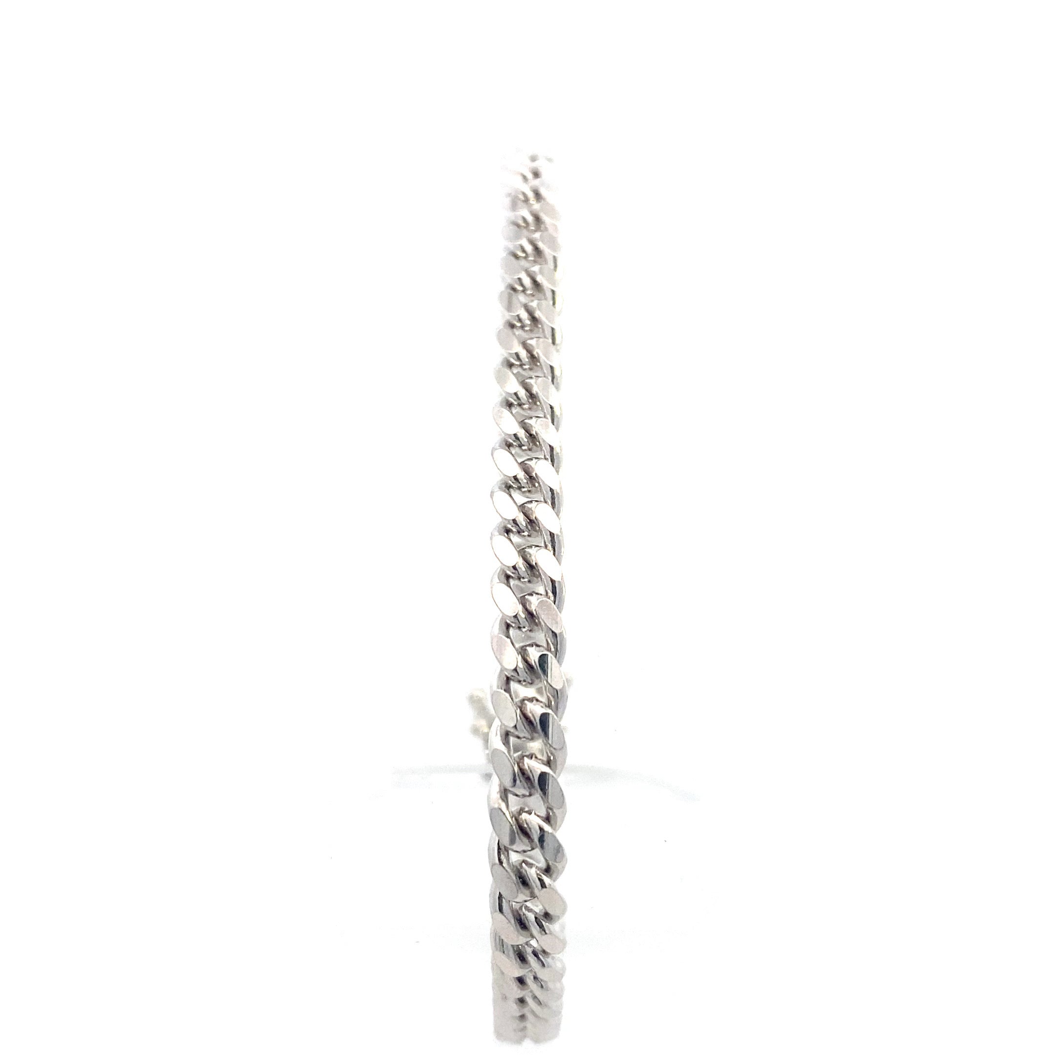 Sterling Silver Polished 4.5MM Curb Chain 8.5" Bracelet with Tennis Clasp