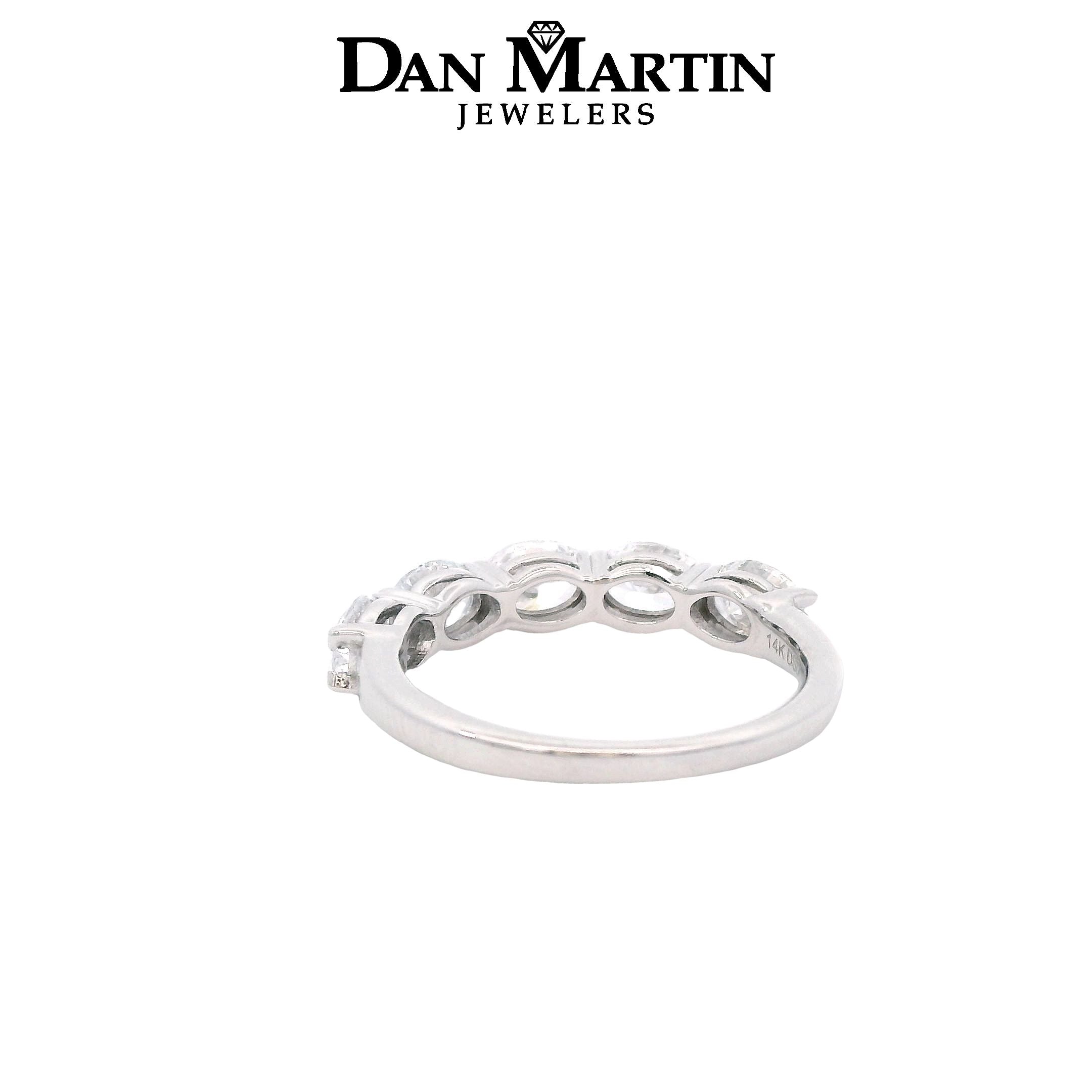 14K White Gold 1.5CTW. 5-Stone Oval Lab Grown Diamond Band