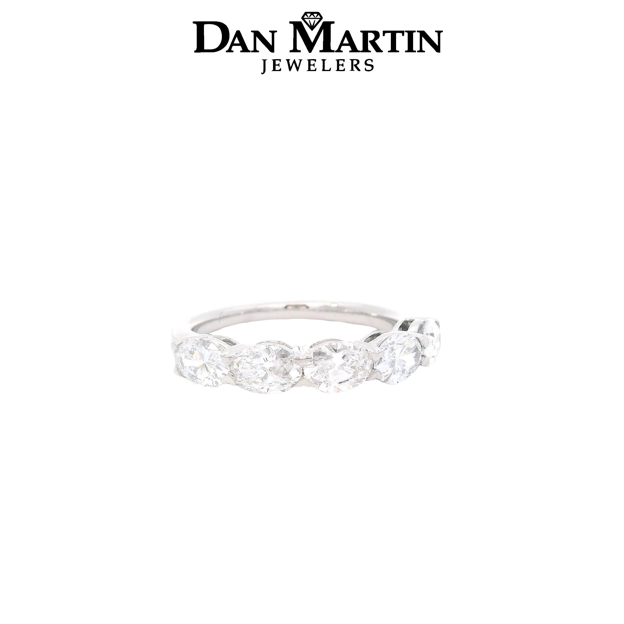 14K White Gold 1.5CTW. 5-Stone Oval Lab Grown Diamond Band