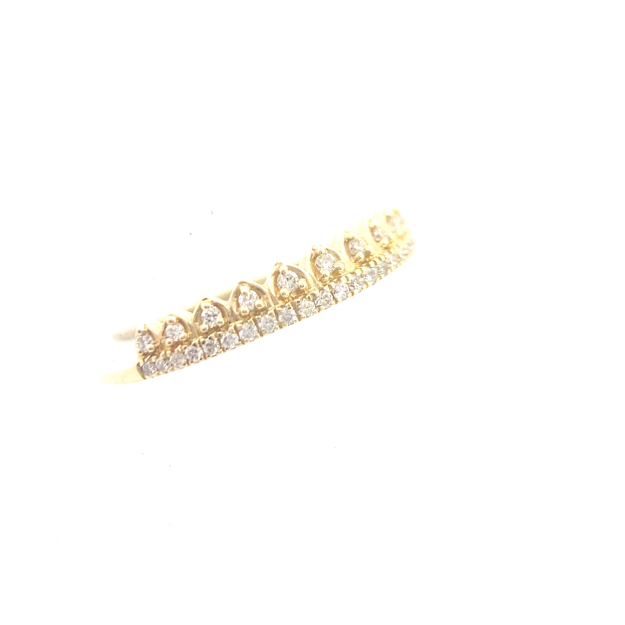 14K Yellow Gold 1/6CT. Diamond Double Row Tiara Wedding Band