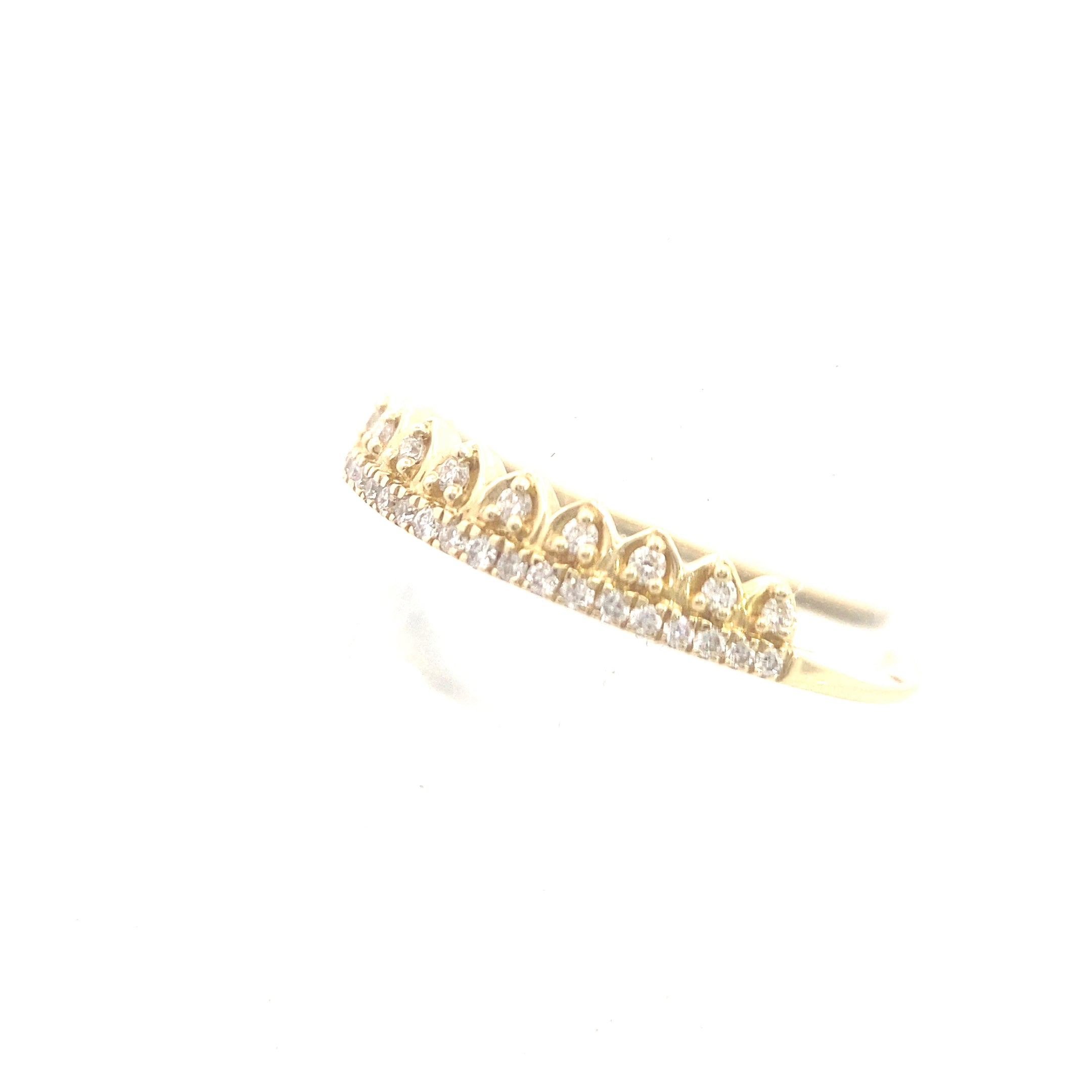 14K Yellow Gold 1/6CT. Diamond Double Row Tiara Wedding Band