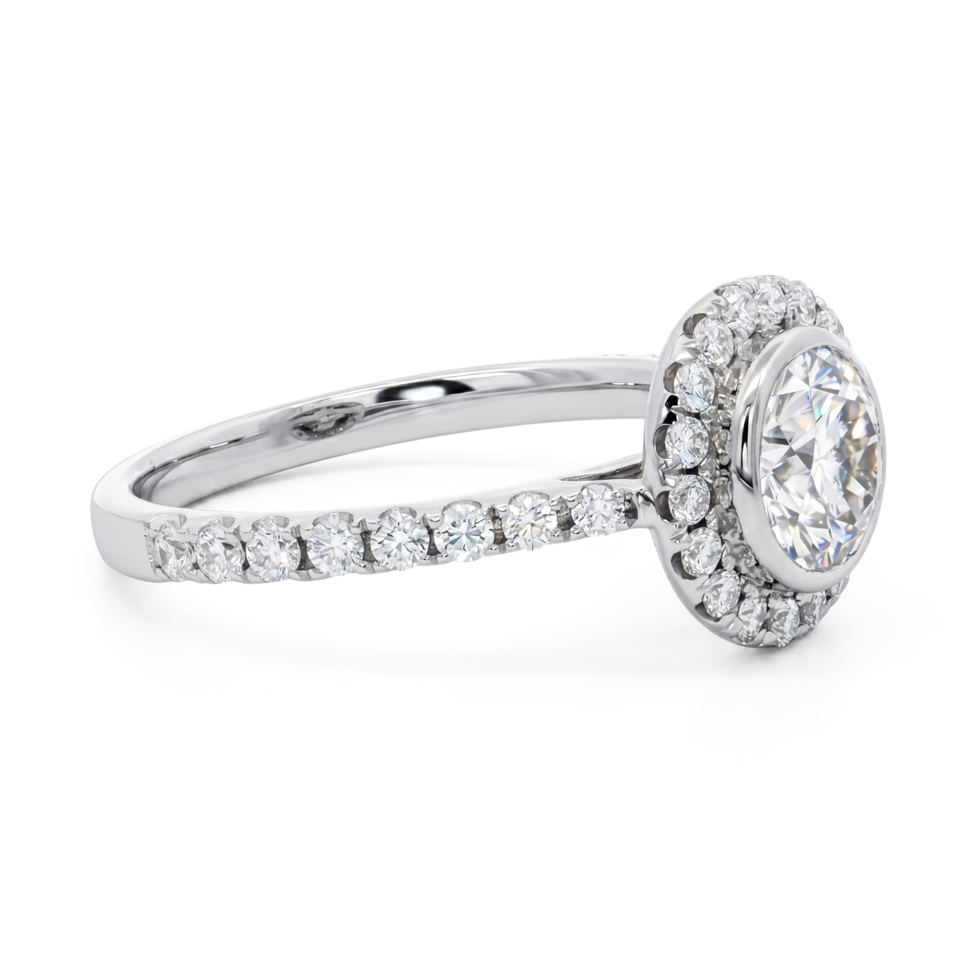 10K White Gold 1CT. Moissanite Halo Engagement Ring