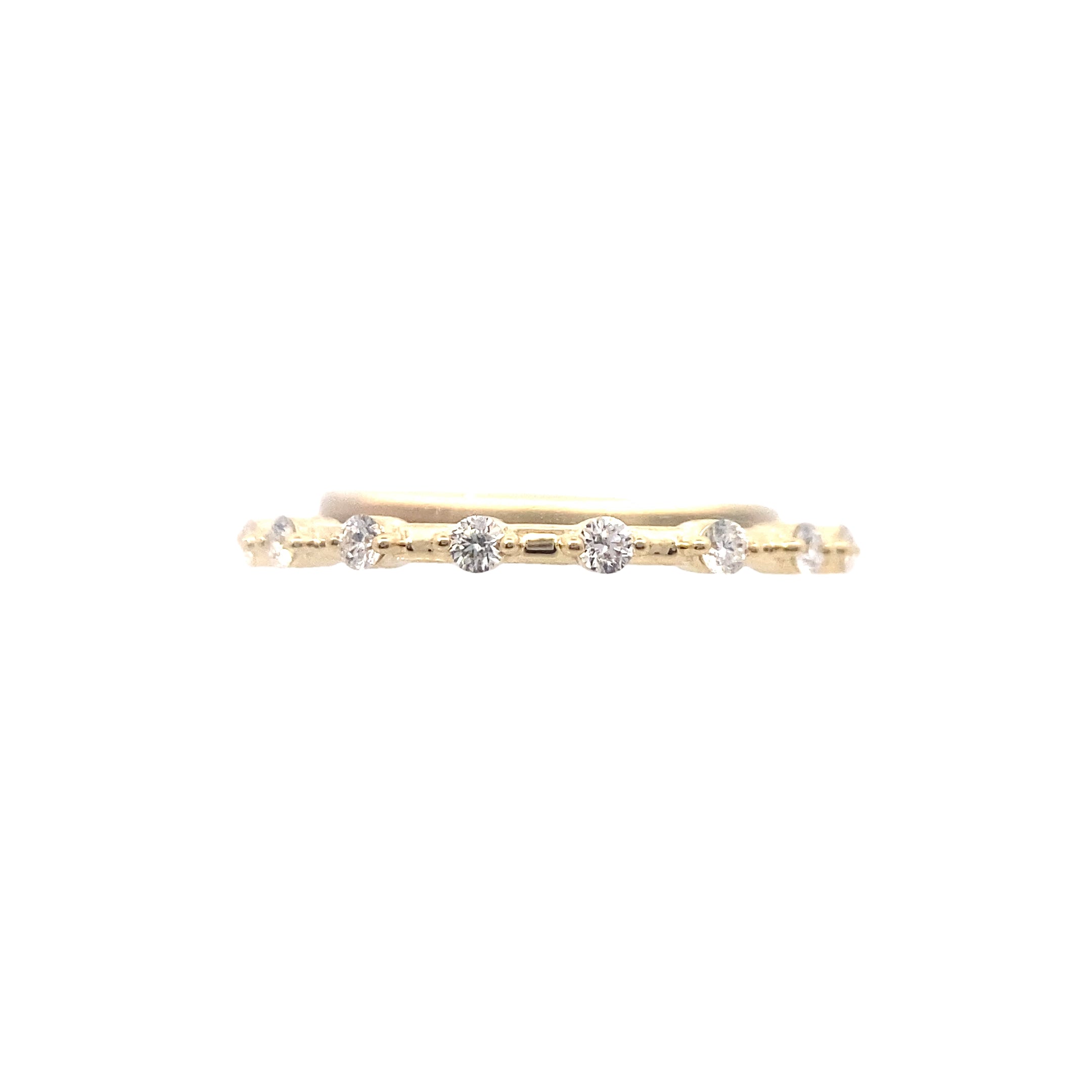 Front View of lab-grown diamond interspersed band