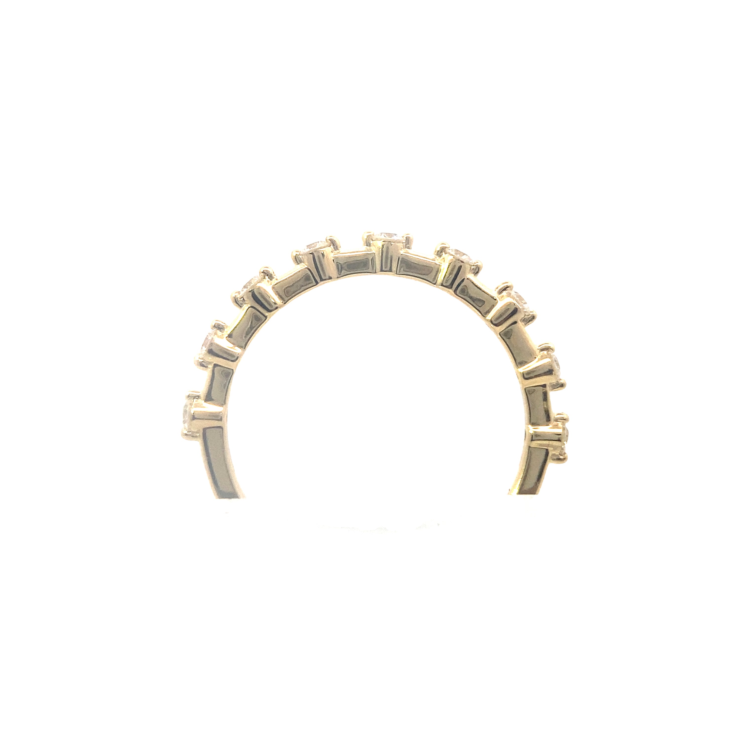 Standing-up side view of lab-grown diamond interspersed band