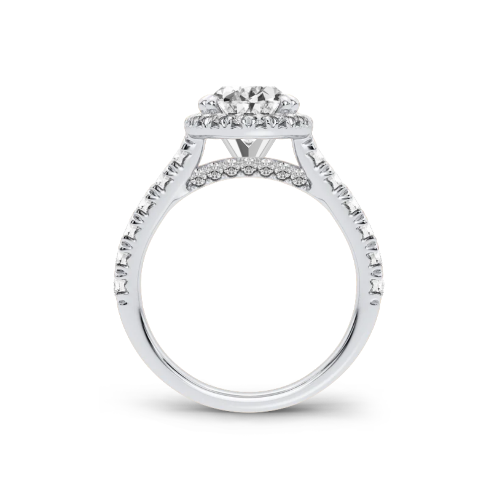 10K White Gold 1.63CTW. Oval Lab-Grown Diamond Halo Accented Engagement Ring