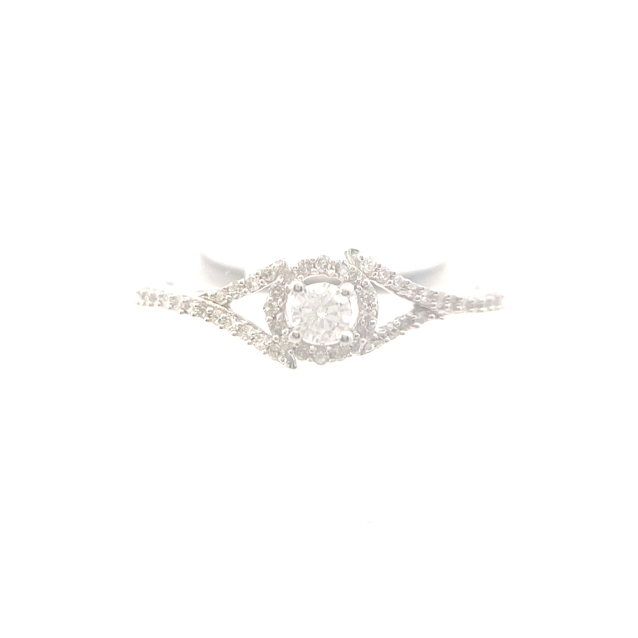 The "Ellie" — 10K White Gold 1/4CTW. Diamond Halo Engagement Ring