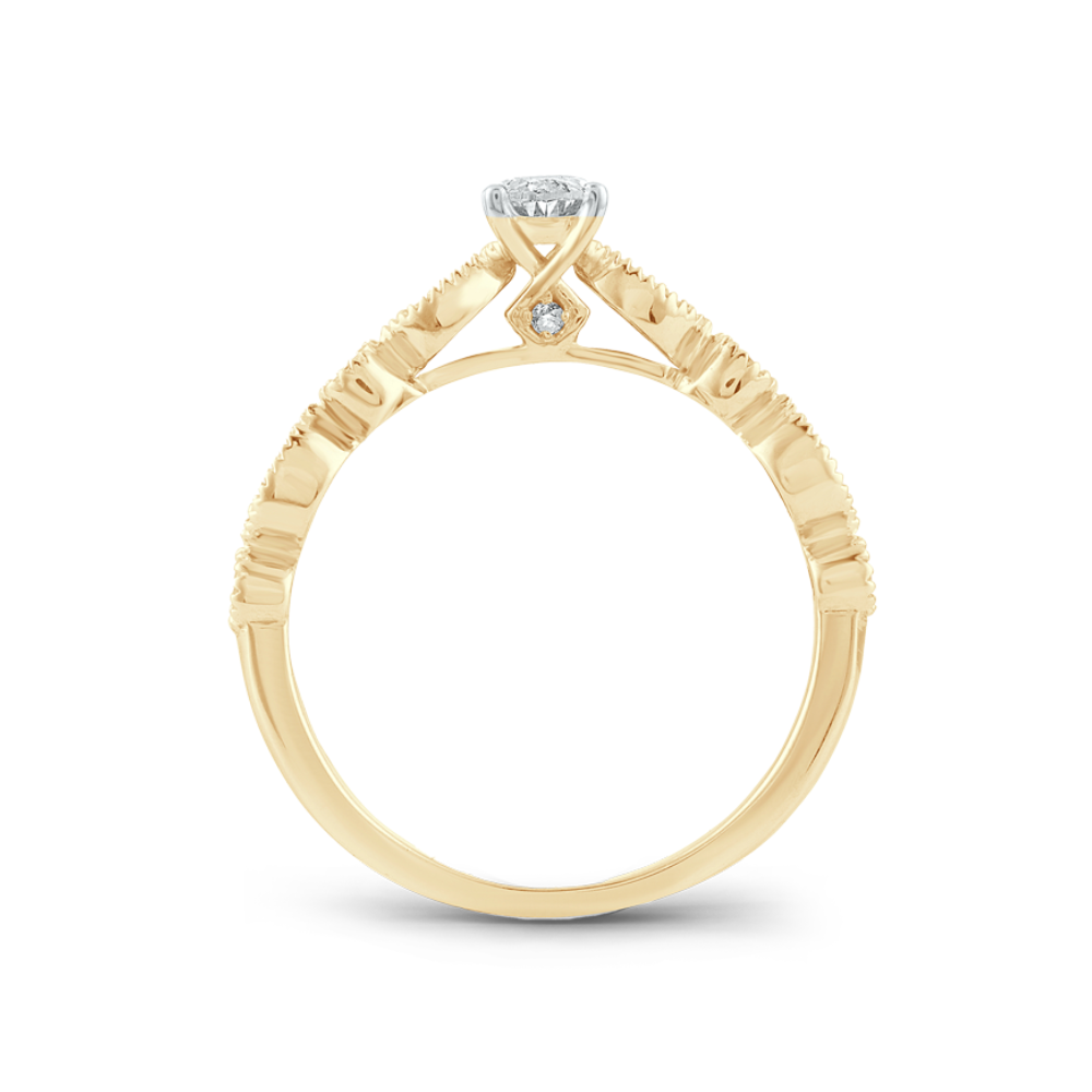 Open Side View of 14K Yellow Gold Vintage Style Engagement Ring