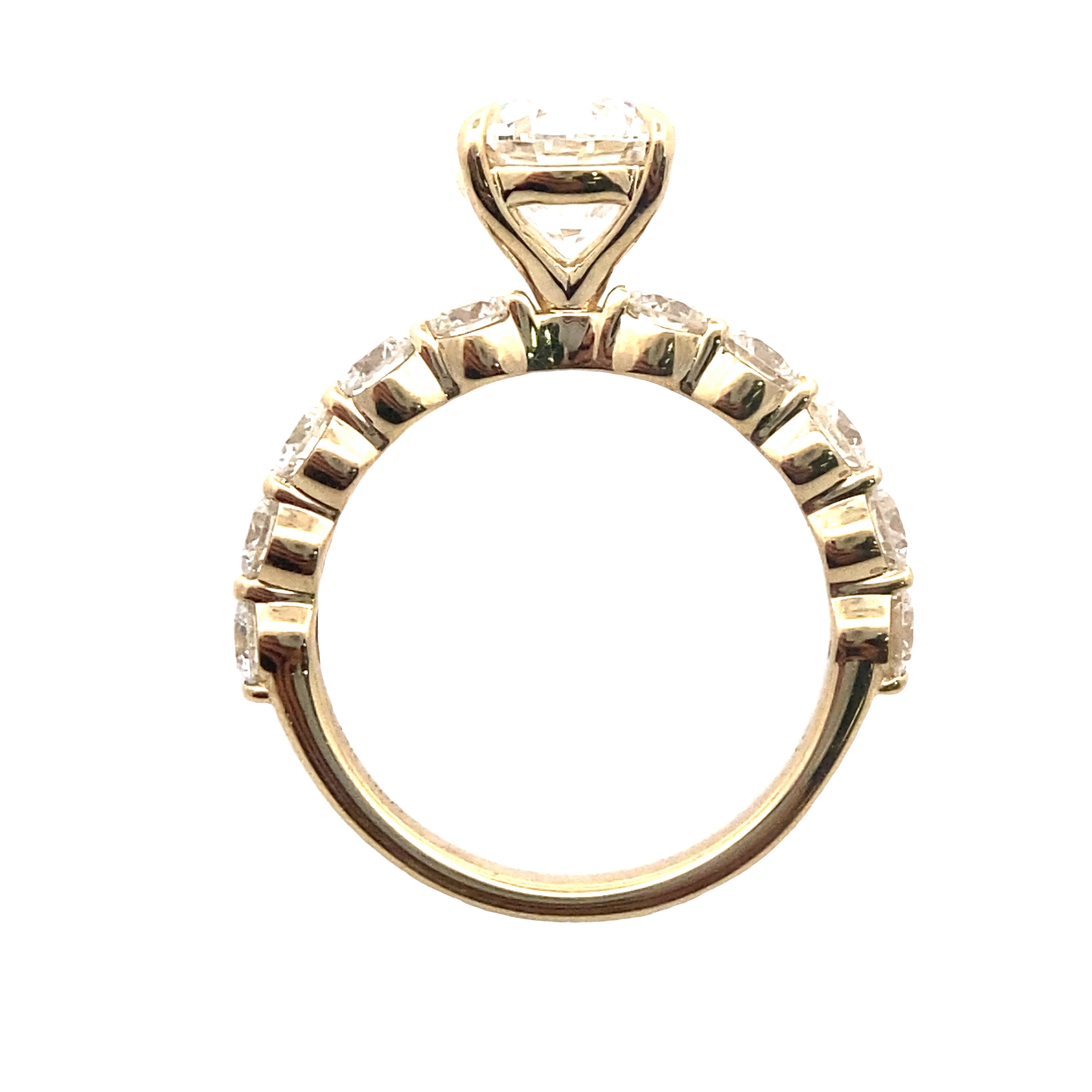 The "Lucy" — 14K Yellow Gold Round 2CT. Center Lab-Grown Diamond Engagement Ring