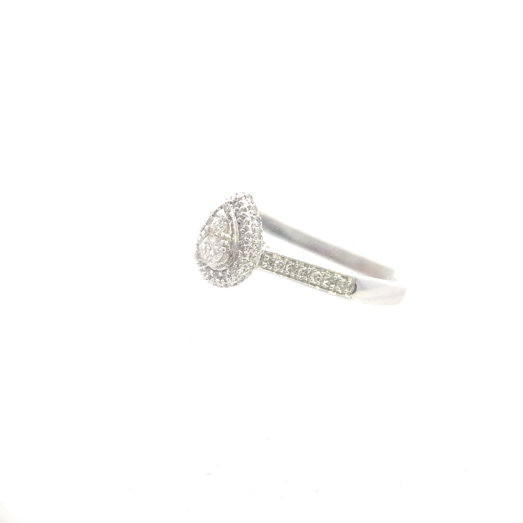10K White Gold 1/3 CT. Diamond Pear Cluster Halo Engagement Ring