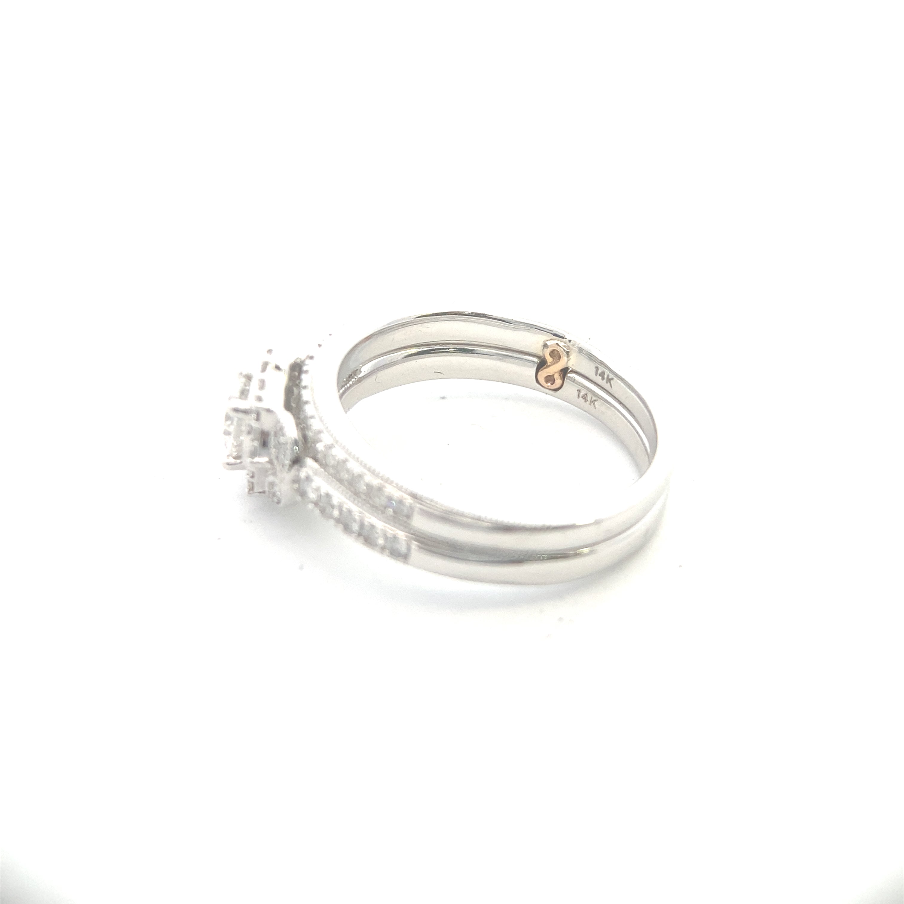 The "Kate" — 14K White Gold 3/4CTW. Diamond Bridal Engagement Ring & Wedding Band Set