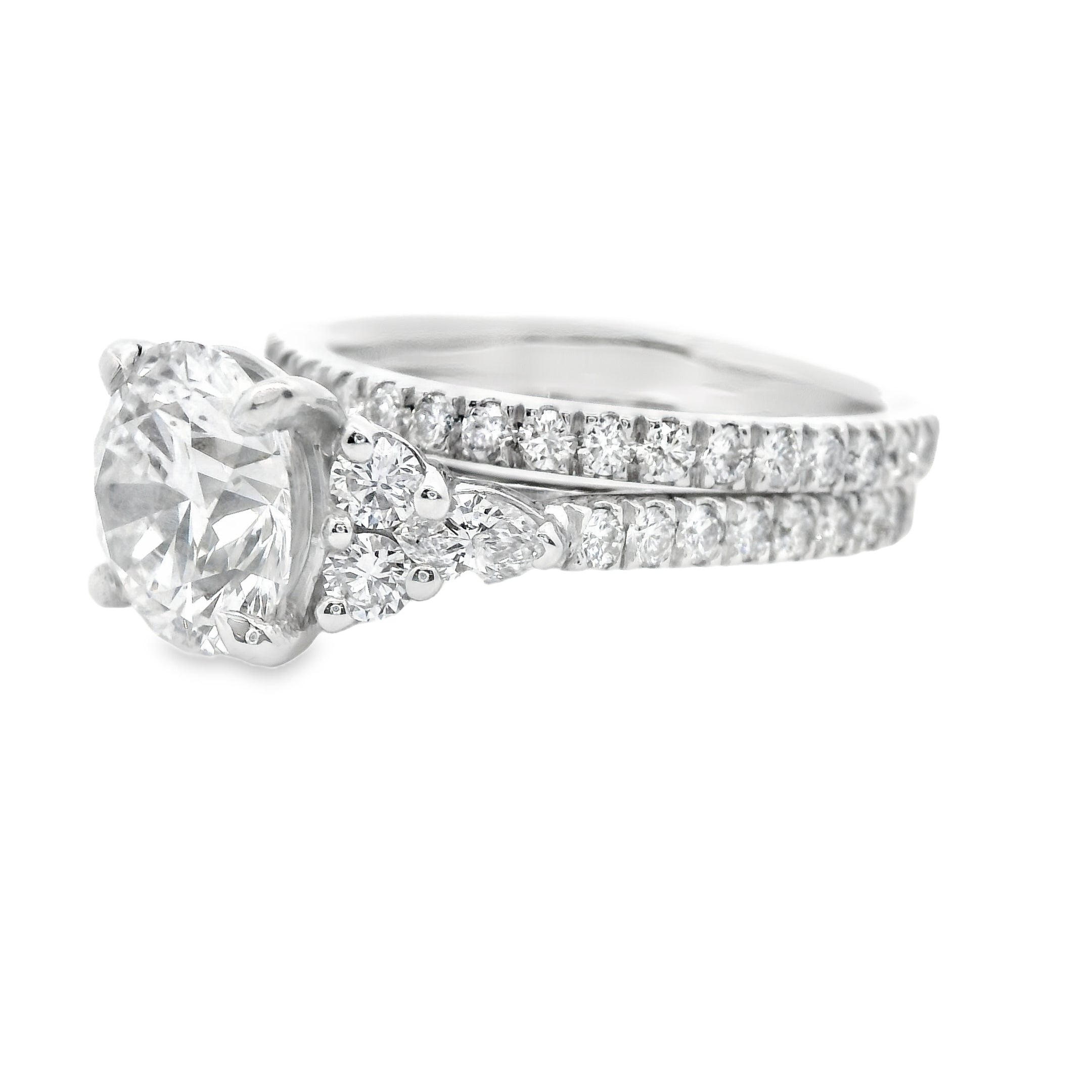 The "Brittany" — 14K White Gold 5CTW. Certified Lab-Grown Diamond Engagement Ring & Wedding Band Set