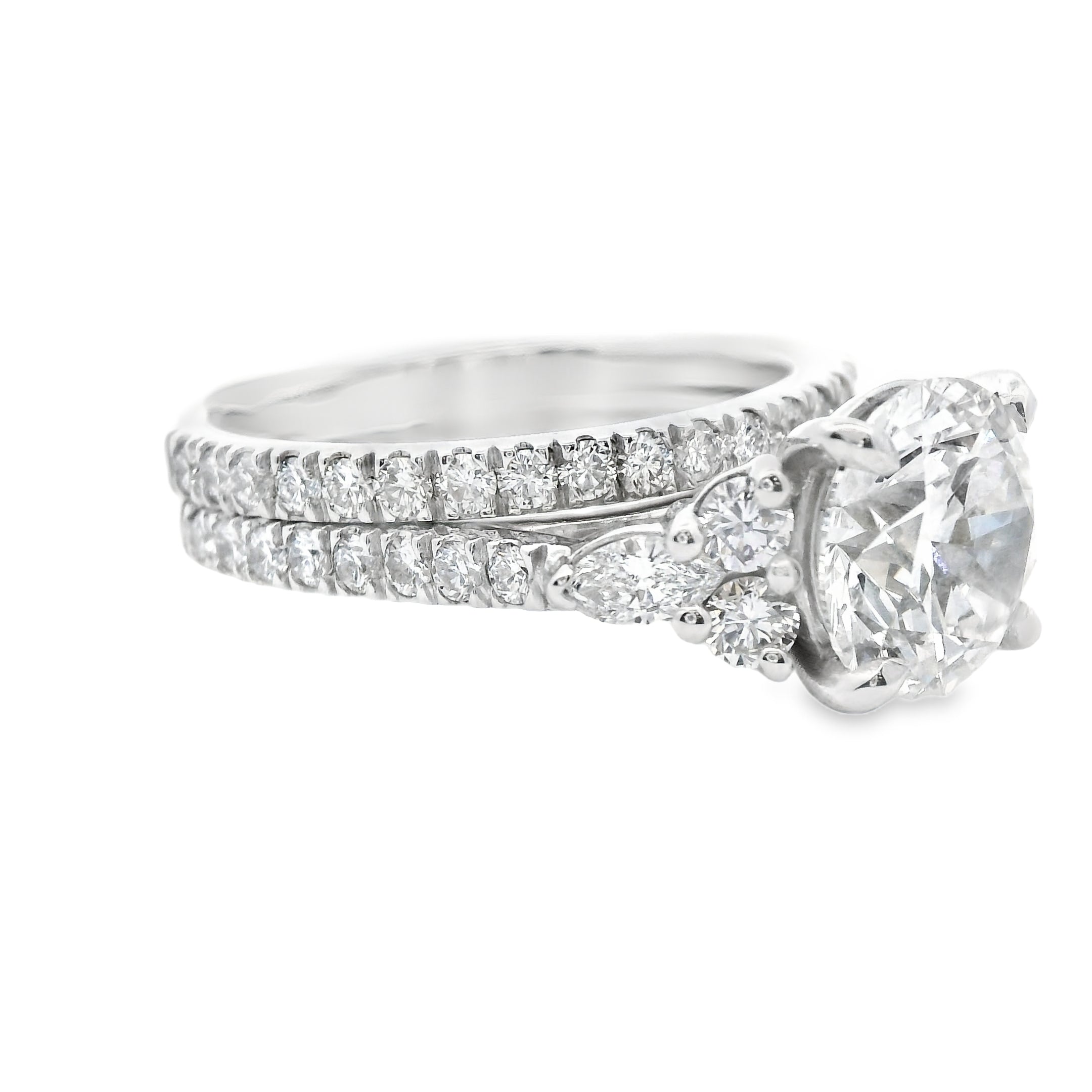The "Brittany" — 14K White Gold 5CTW. Certified Lab-Grown Diamond Engagement Ring & Wedding Band Set