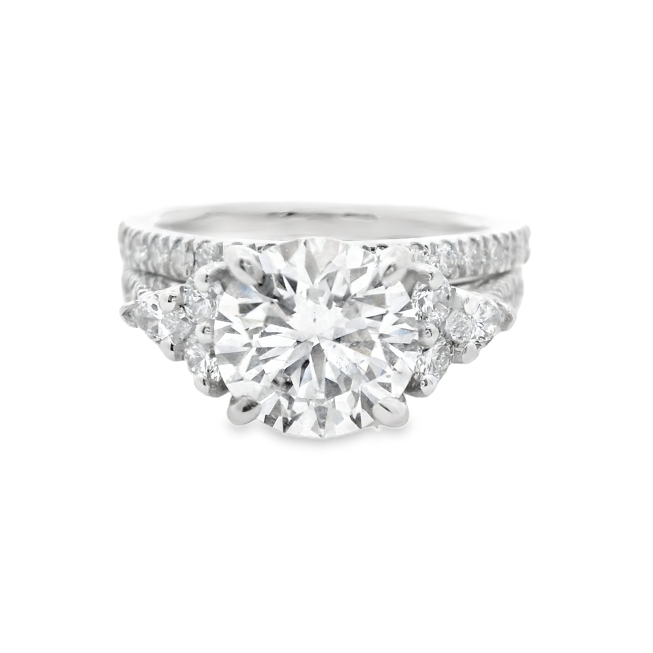 The "Brittany" — 14K White Gold 5CTW. Certified Lab-Grown Diamond Engagement Ring & Wedding Band Set
