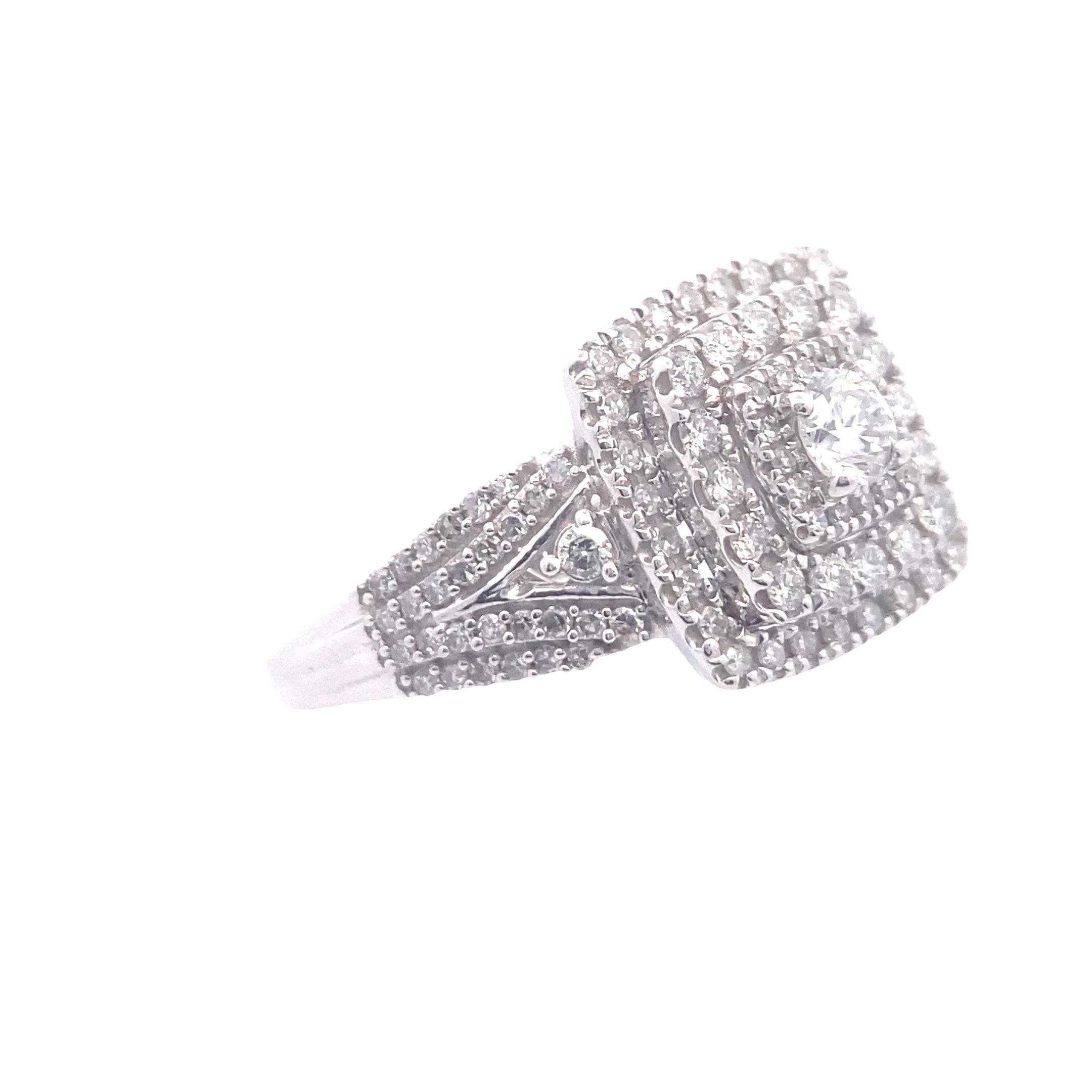 10K White Gold Triple Halo 1CT. Lab-Grown Diamond Engagement Ring