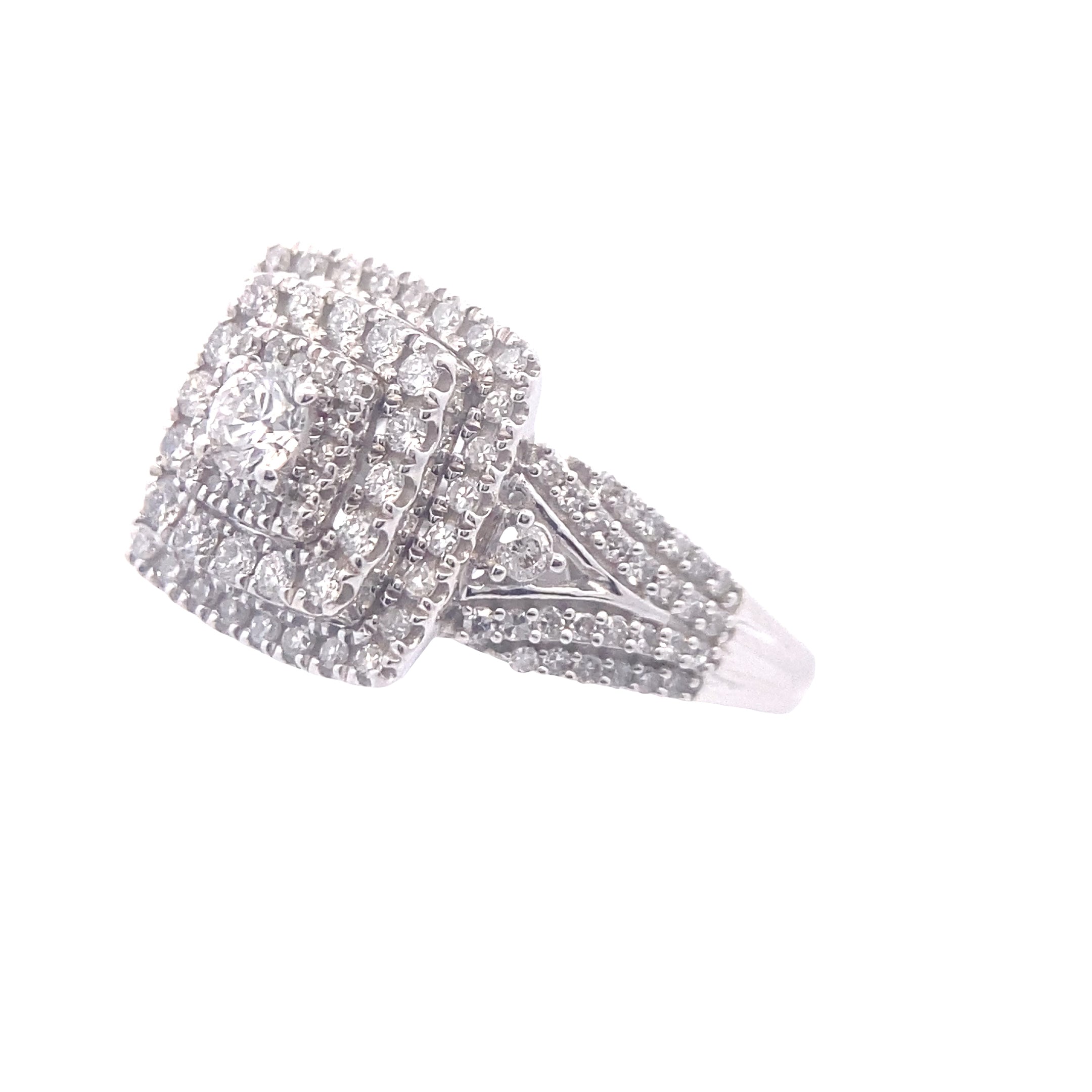 10K White Gold Triple Halo 1CT. Lab-Grown Diamond Engagement Ring