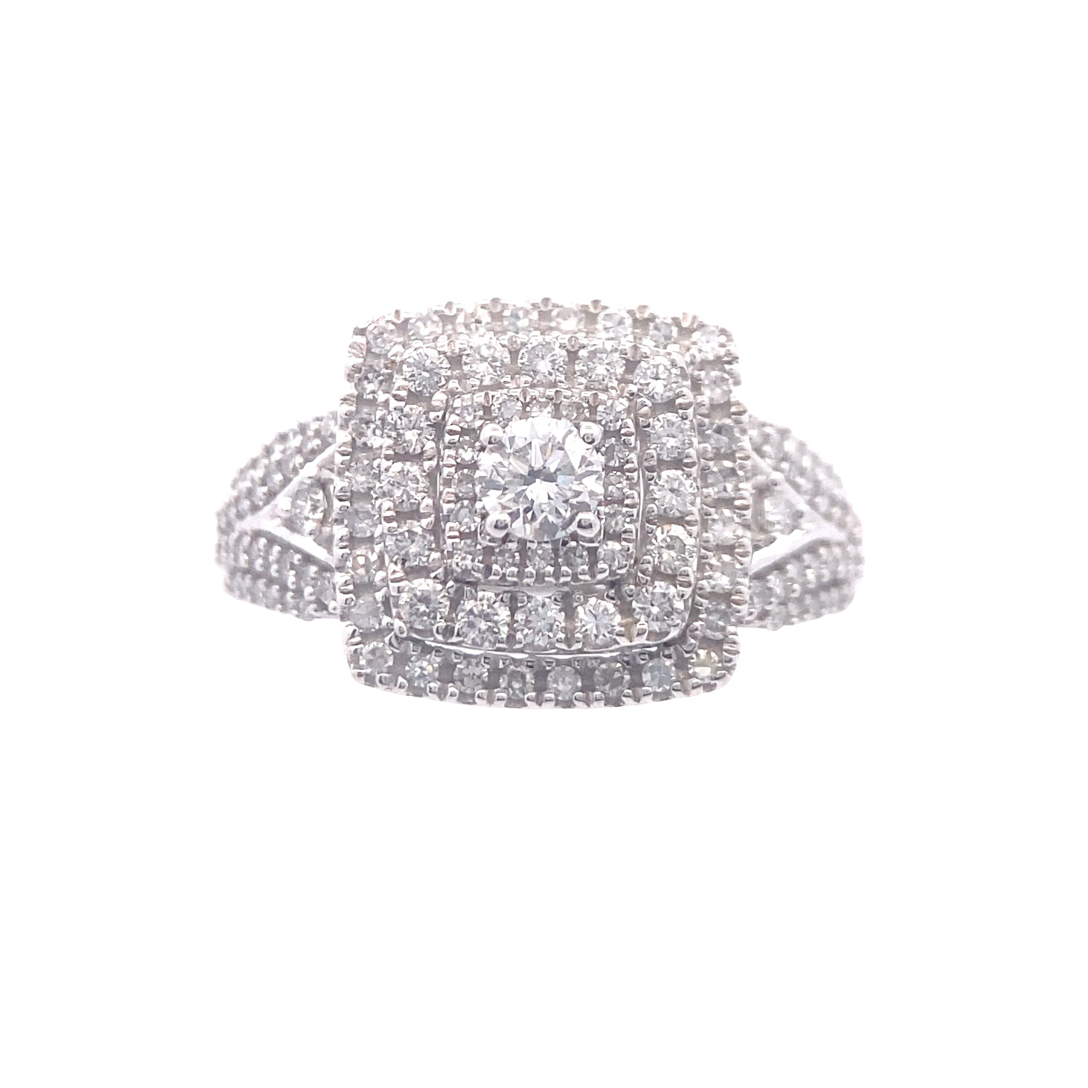 10K White Gold Triple Halo 1CT. Lab-Grown Diamond Engagement Ring