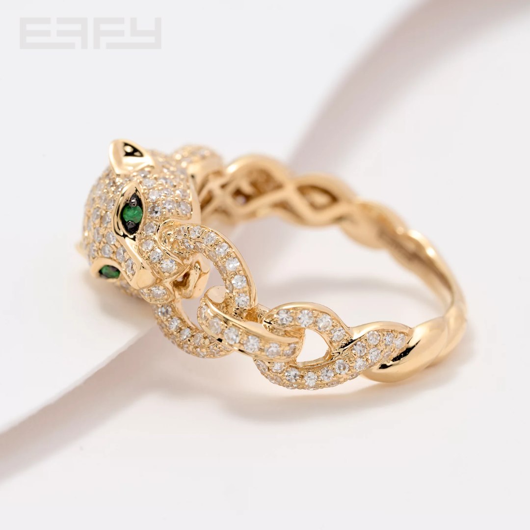EFFY 14K YELLOW GOLD DIAMOND,TSAVORITE RING