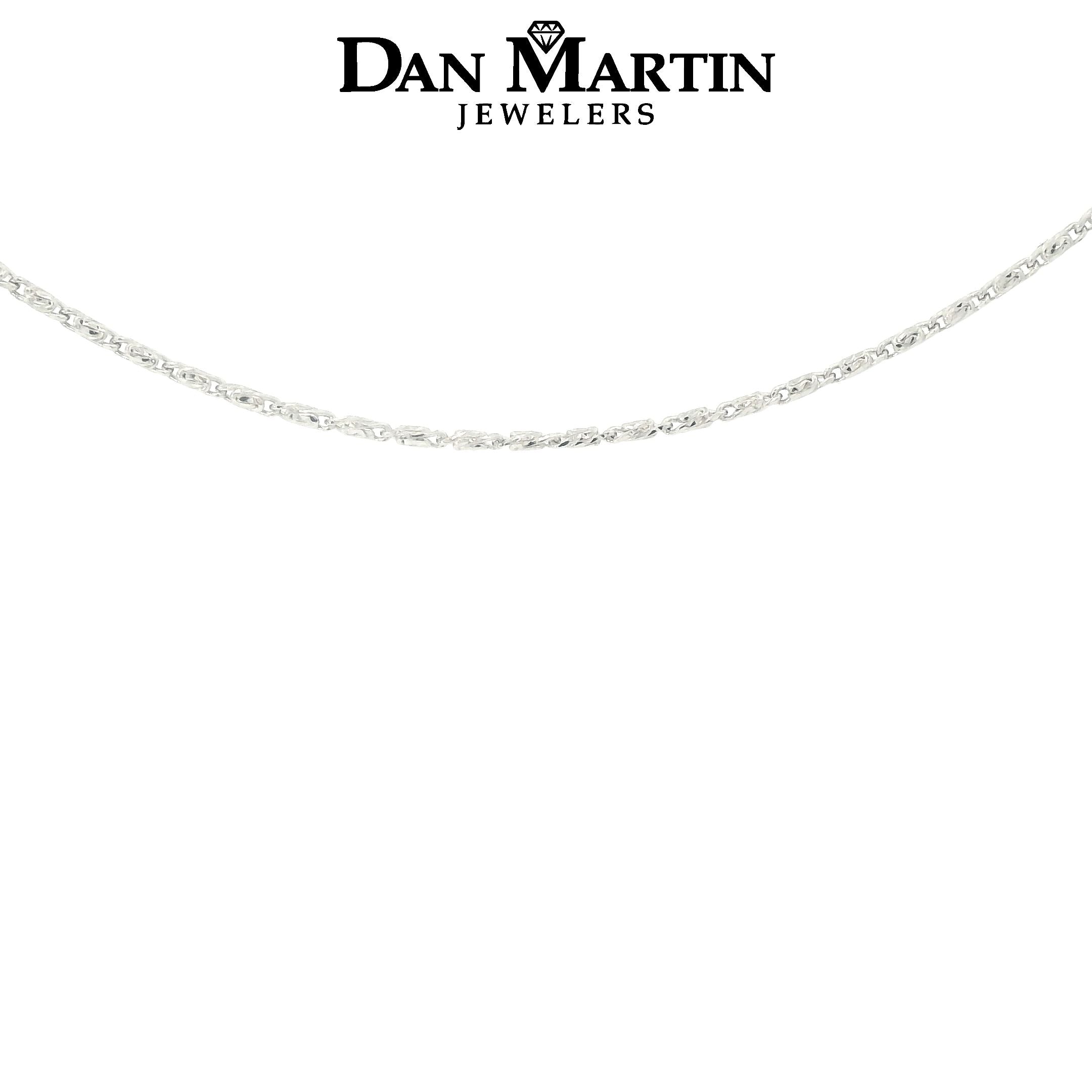 14K White Gold .98MM Diamond Cut Celebrity 20" Chain