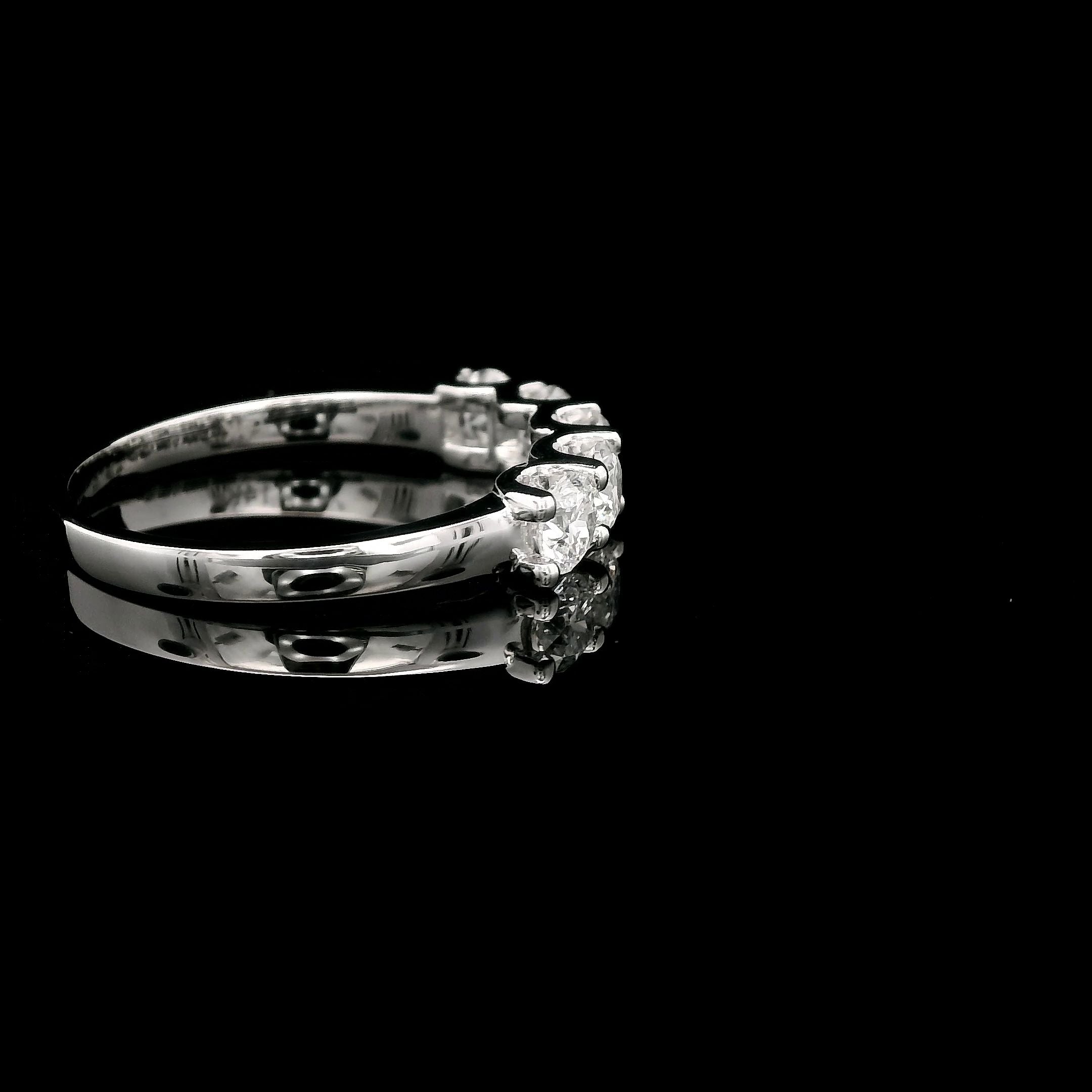 14K White Gold  1ct. Round Lab-Grown 5 Diamond Band