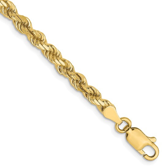 10K Yellow Gold 22" 3.5MM Diamond-Cut Rope Chain