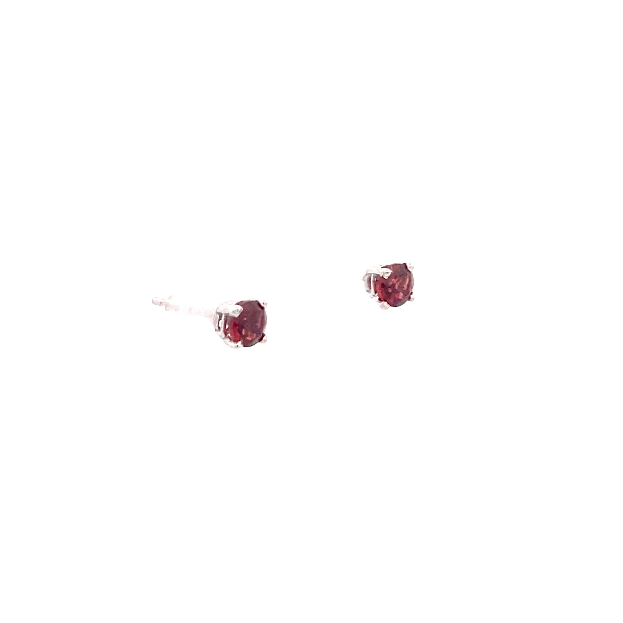 14K White Gold Garnet 4MM Round Birthstone Stud Earrings