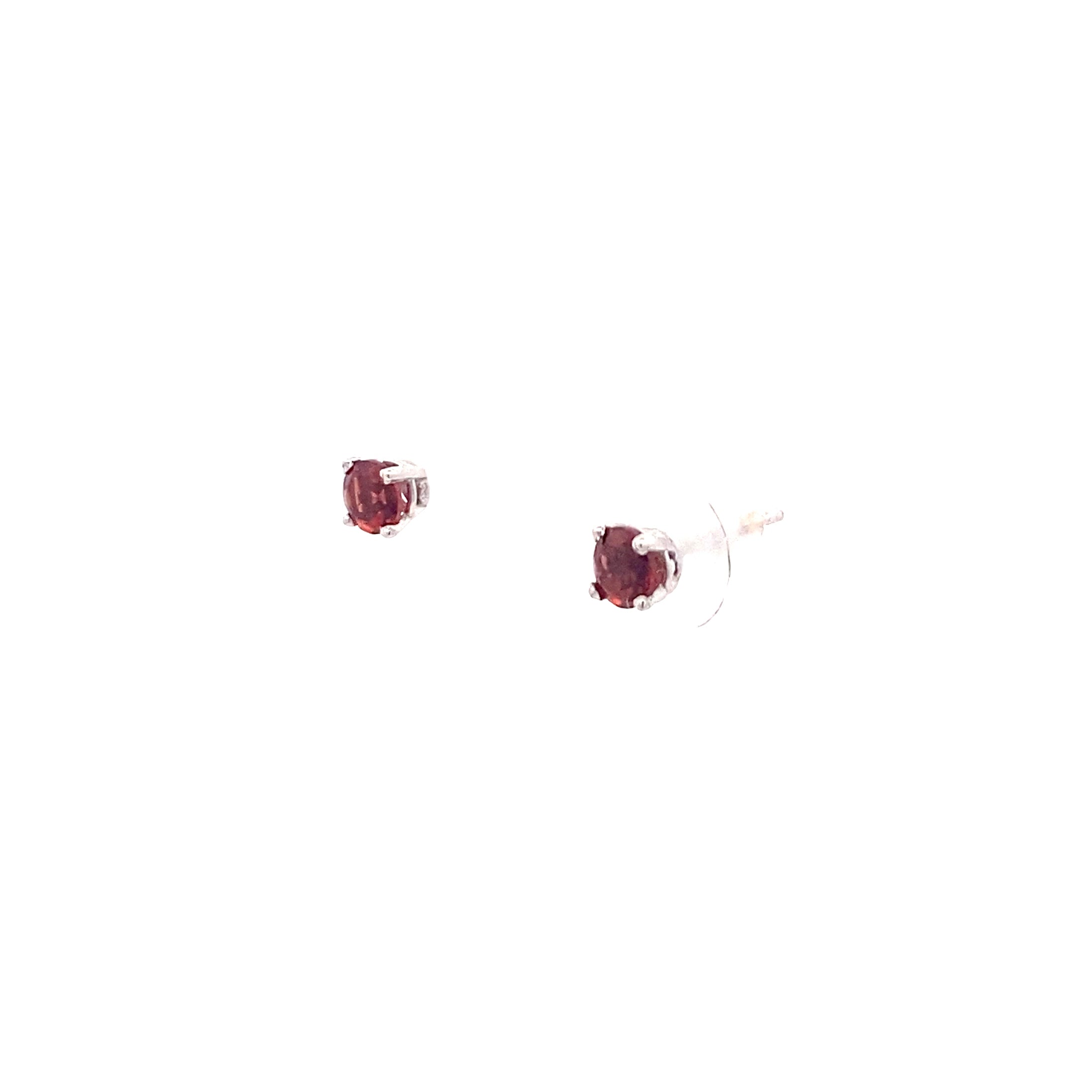 14K White Gold Garnet 4MM Round Birthstone Stud Earrings