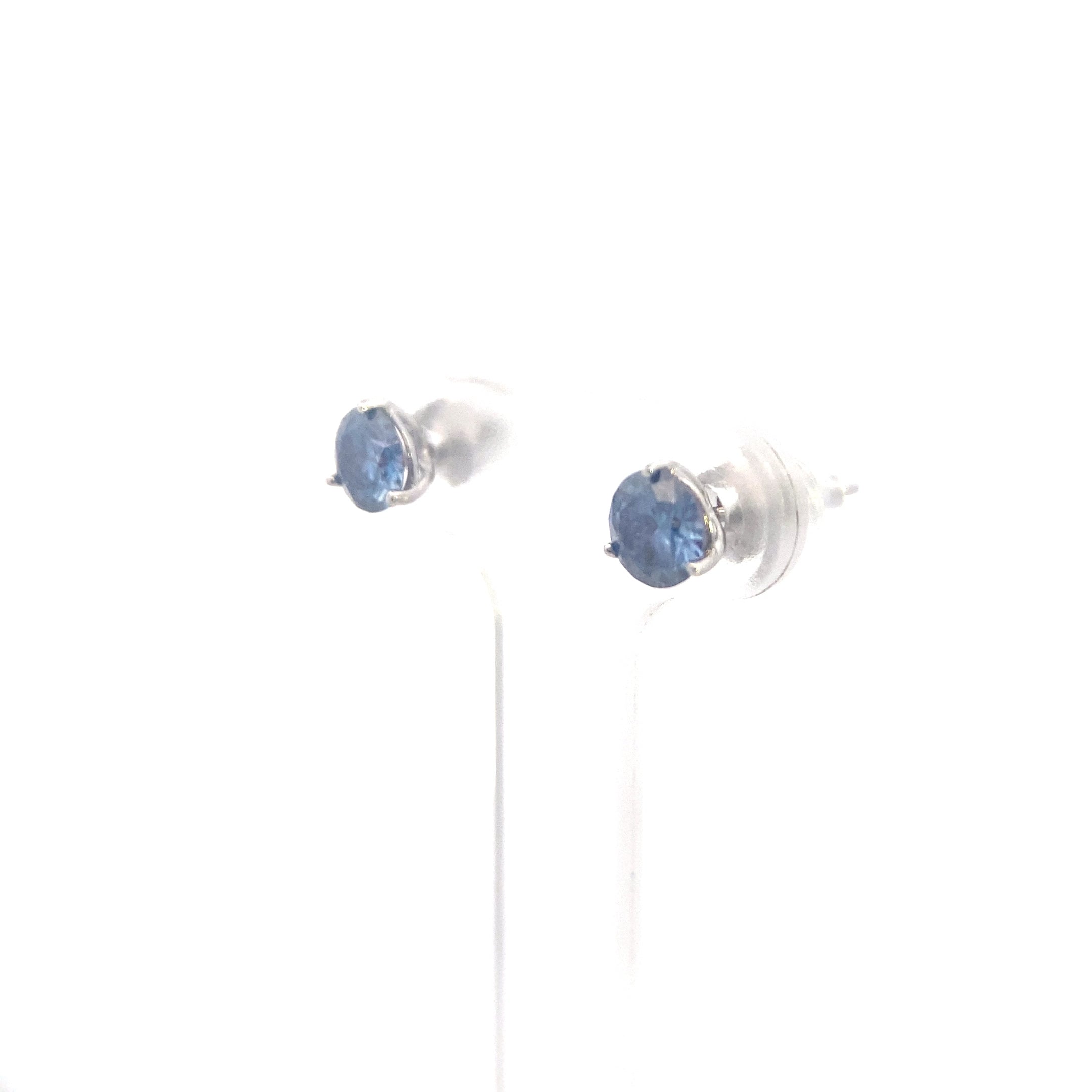 14K White Gold 1CT. Blue Moissanite Stud Earrings