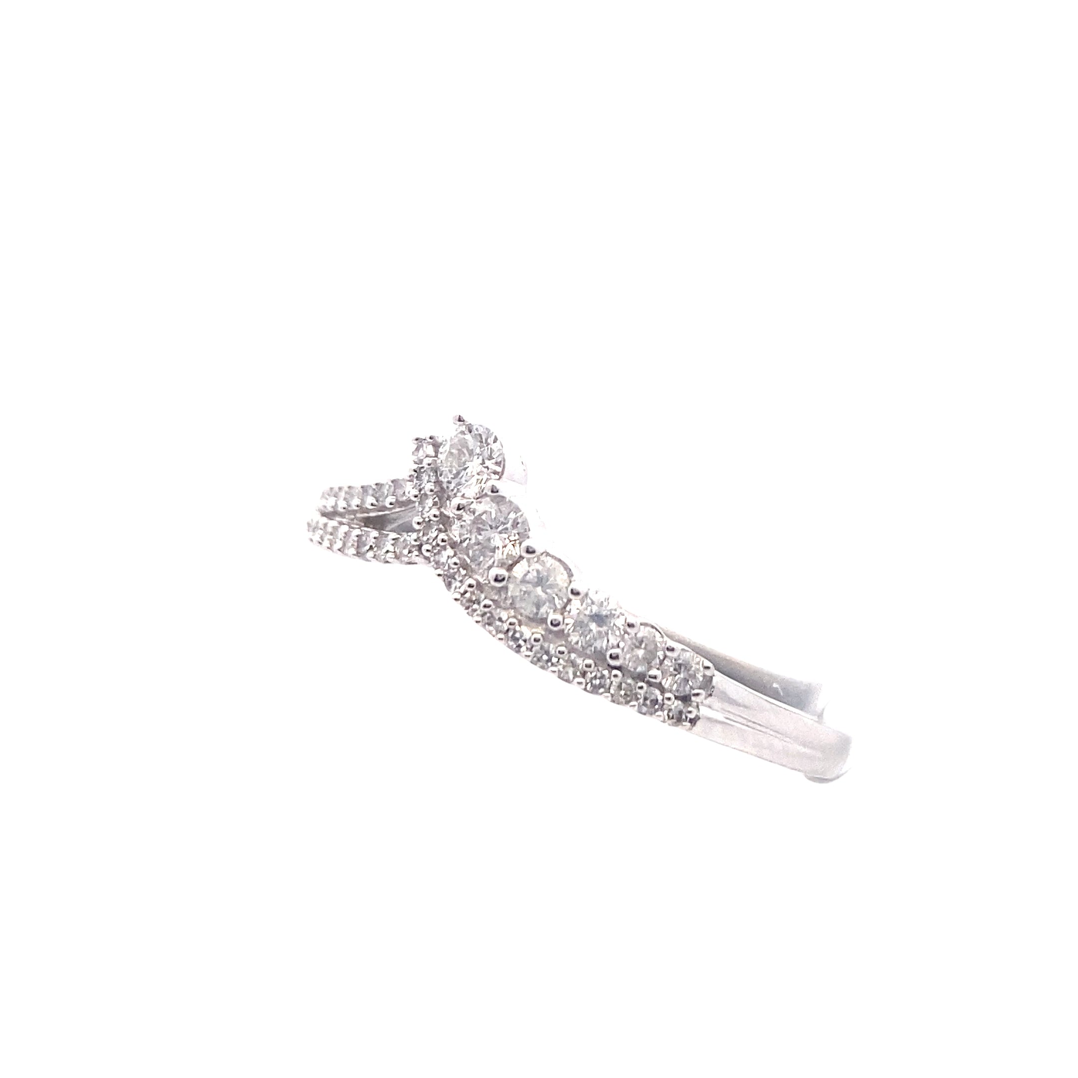10K White Gold 1/3CT. Diamond Asymmetrical Tiara Band