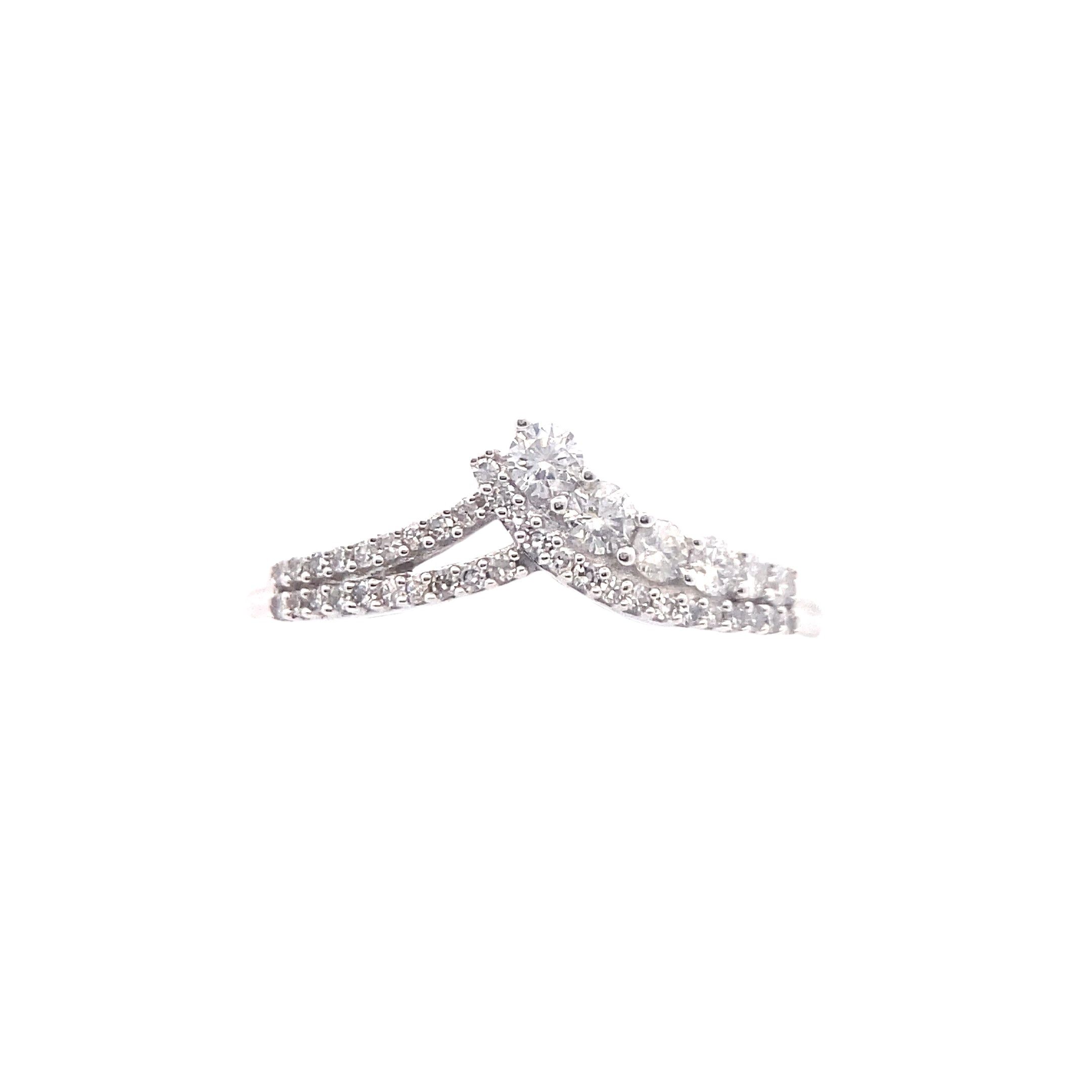 10K White Gold 1/3CT. Diamond Asymmetrical Tiara Band