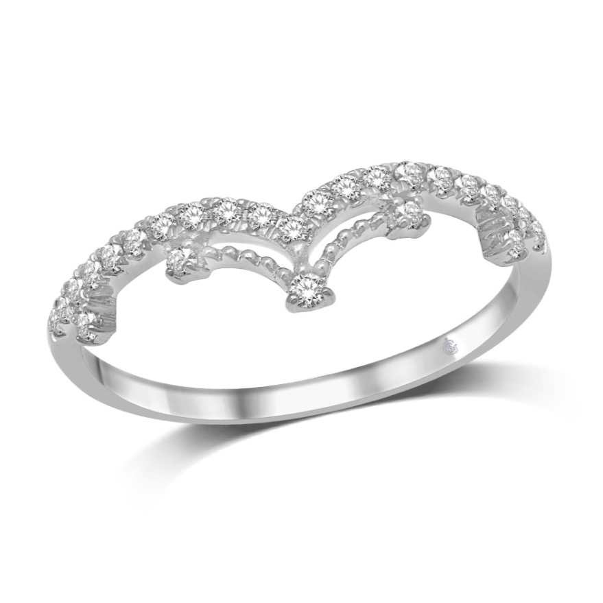 14K White Gold 1/5CT. Diamond Tiara Wedding Band