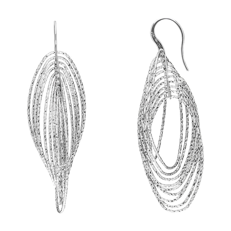 Sterling Silver 10 Diamond Cut Oval Drop Earrings