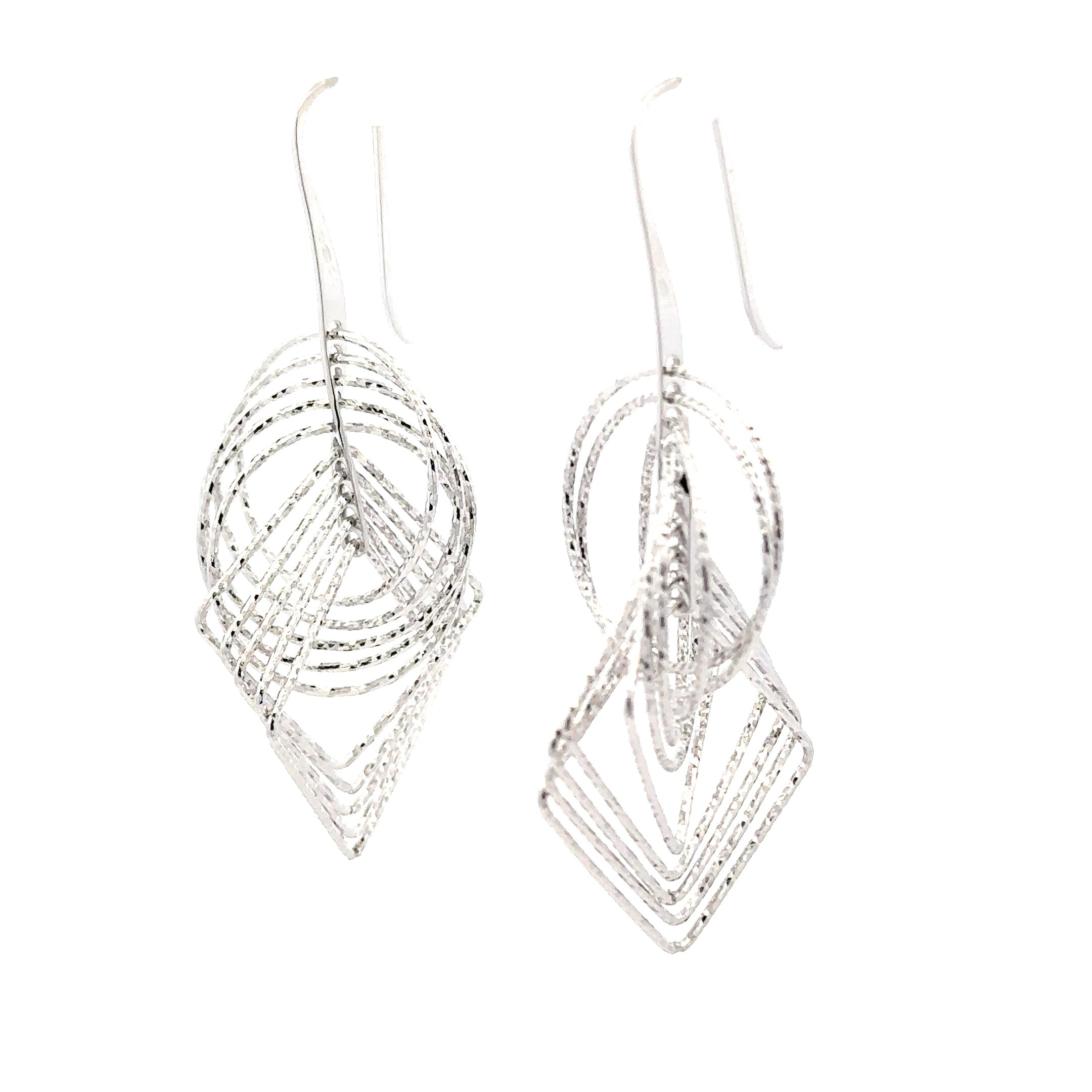 Sterling Silver 5 Circle Drop Earrings