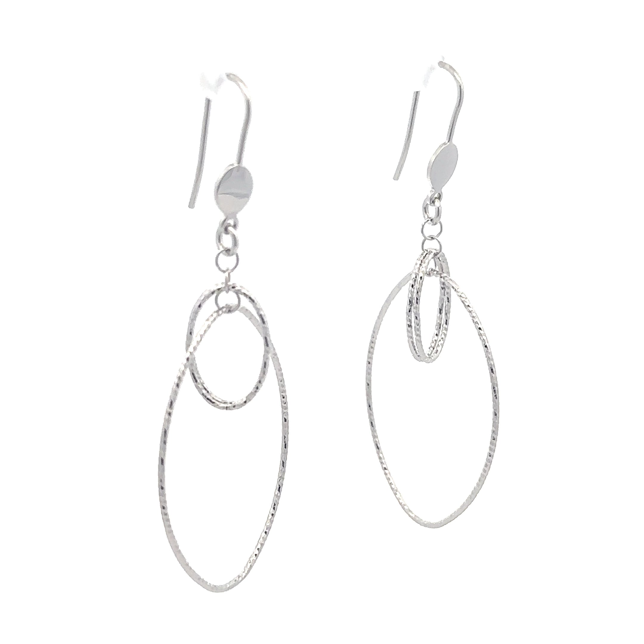 Sterling Silver Small Diamond Cut Oval Earrings