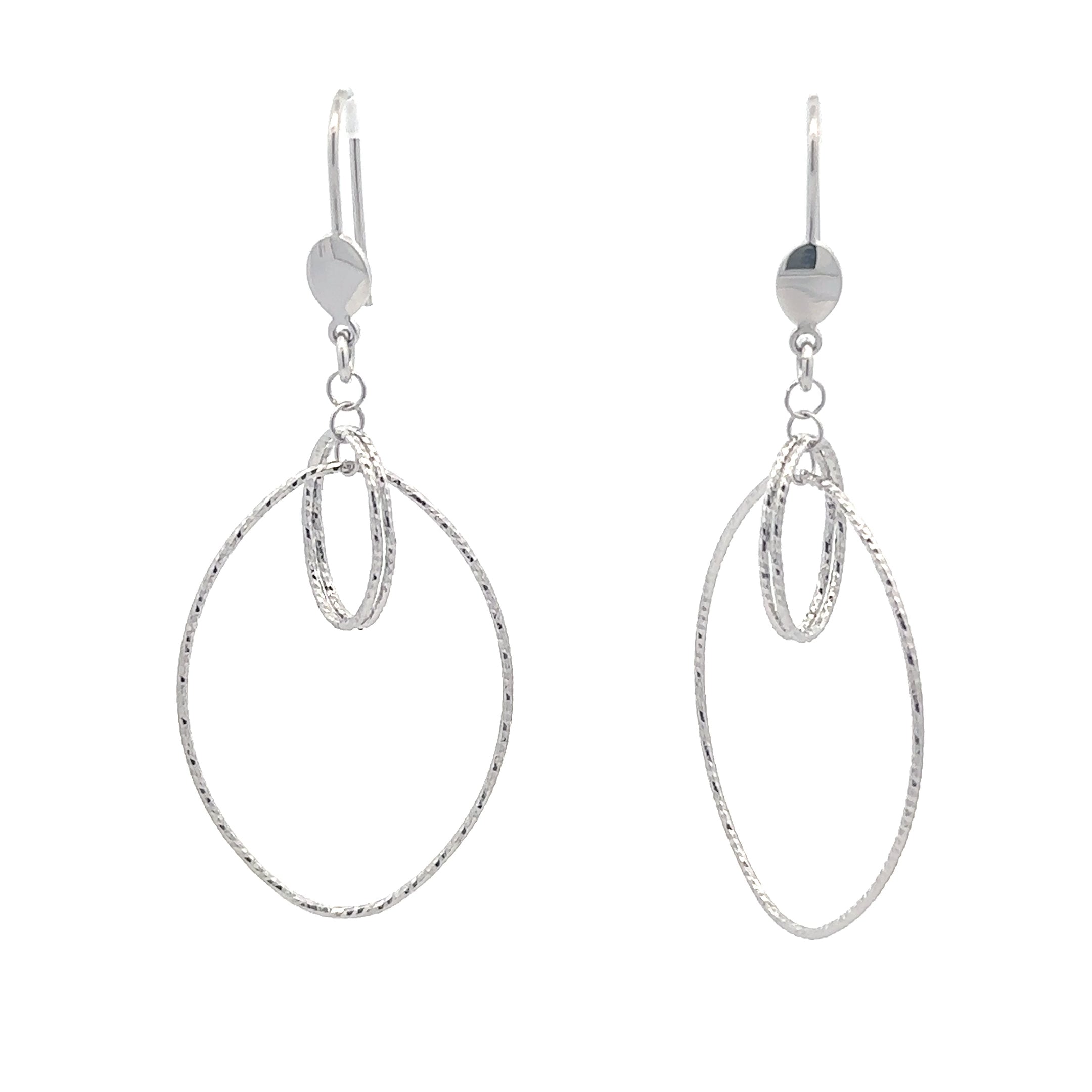 Sterling Silver Small Diamond Cut Oval Earrings