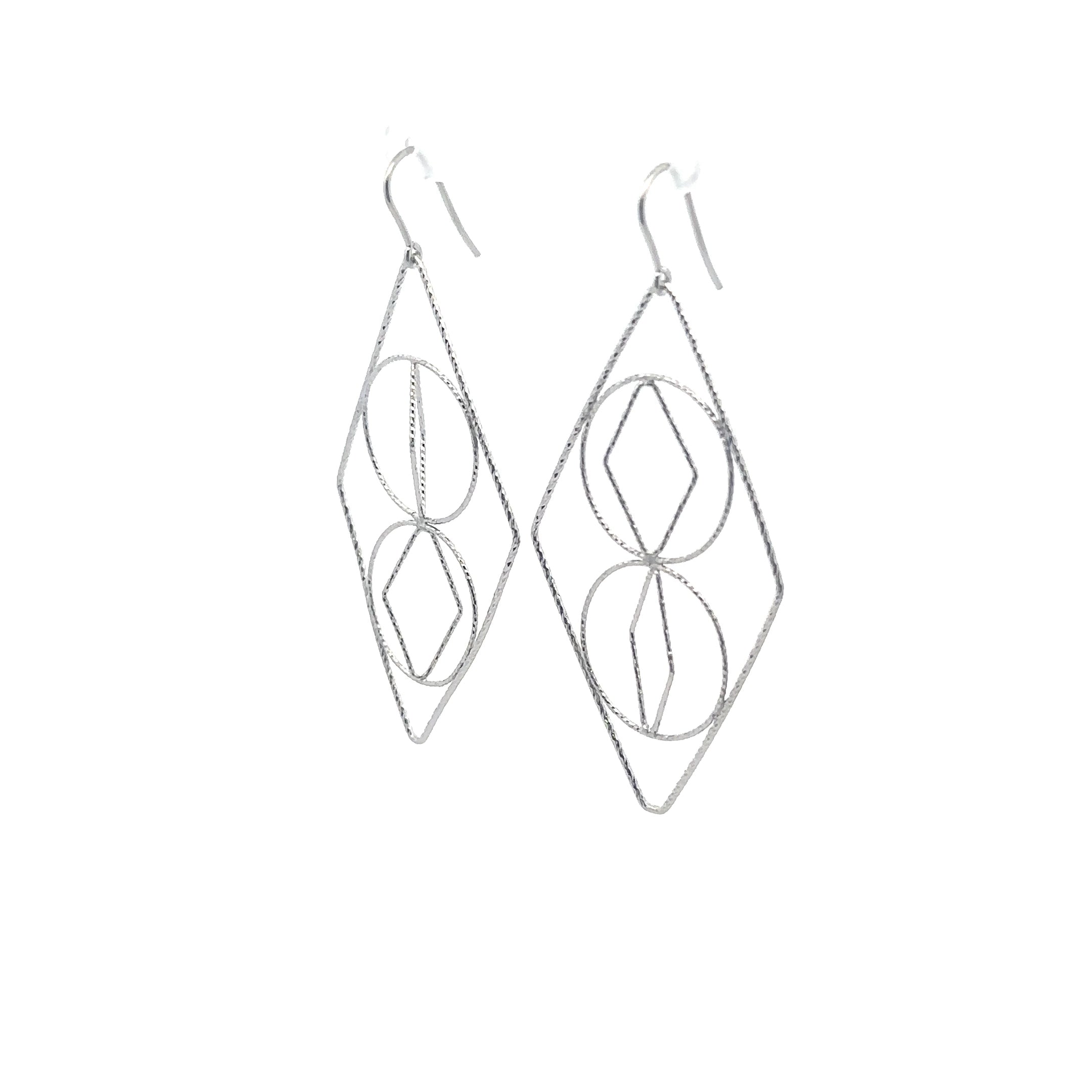 Sterling Silver Diamond-Cut Large Earrings