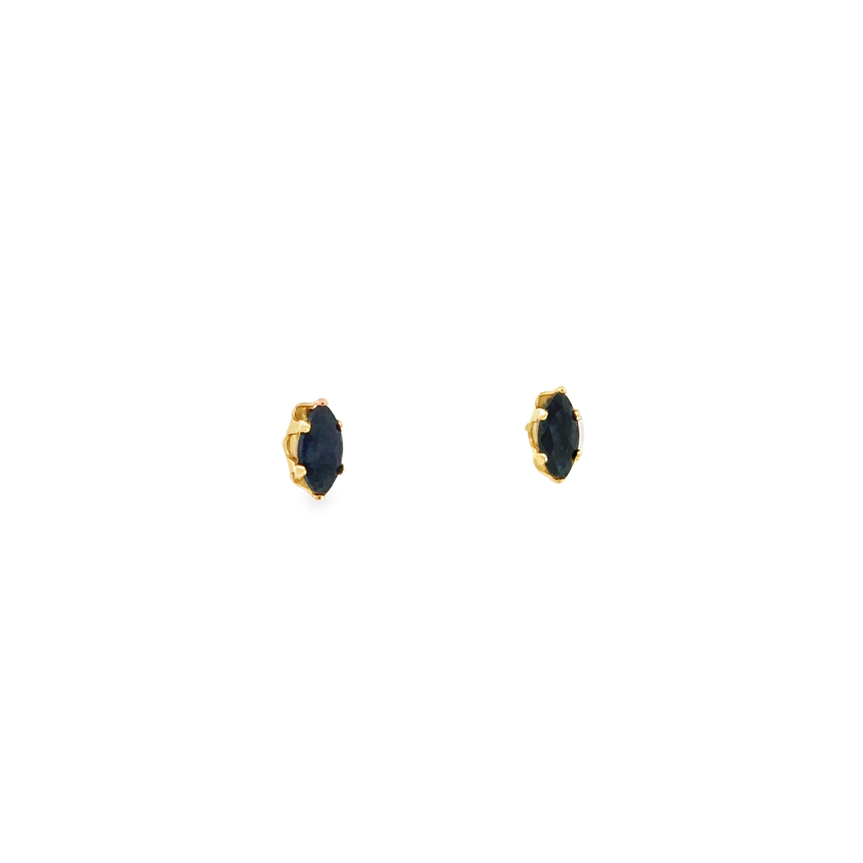 Estate Collection: 14K Yellow Gold Marquise Shape Blue Sapphire Stud Earrings