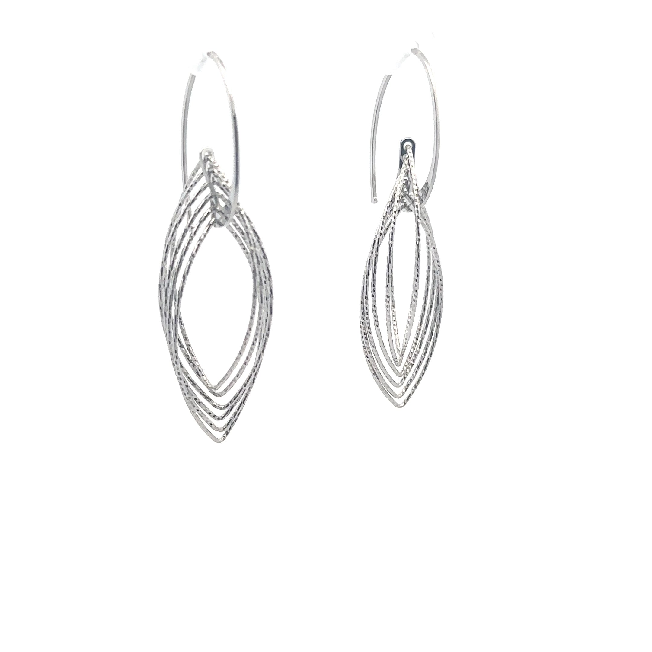 Sterling Silver Diamond-Cut Oval Wire Earrings