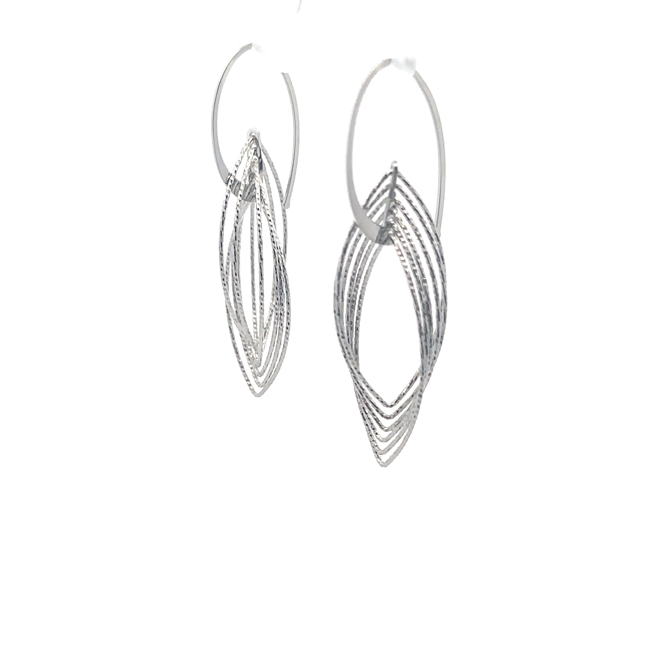 Sterling Silver Diamond-Cut Oval Wire Earrings