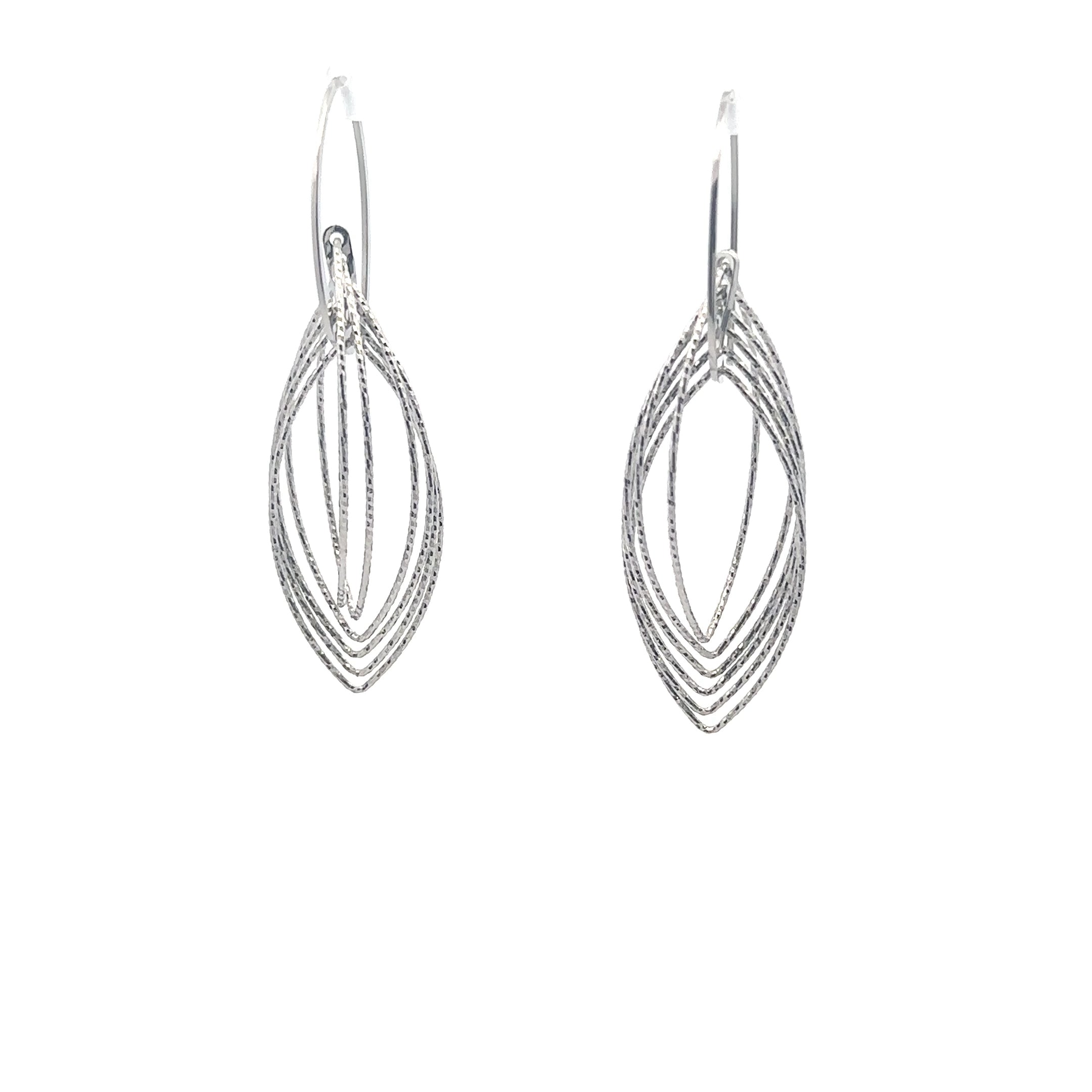 Sterling Silver Diamond-Cut Oval Wire Earrings