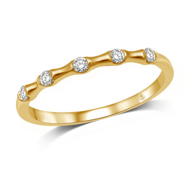 14K Yellow Gold 1/8CT. Diamond Station Stackable Ring