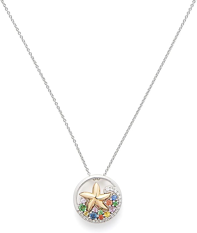 EFFY Watercolors 14K White & Yellow Gold Sapphire & Diamond Starfish Pendant Necklace